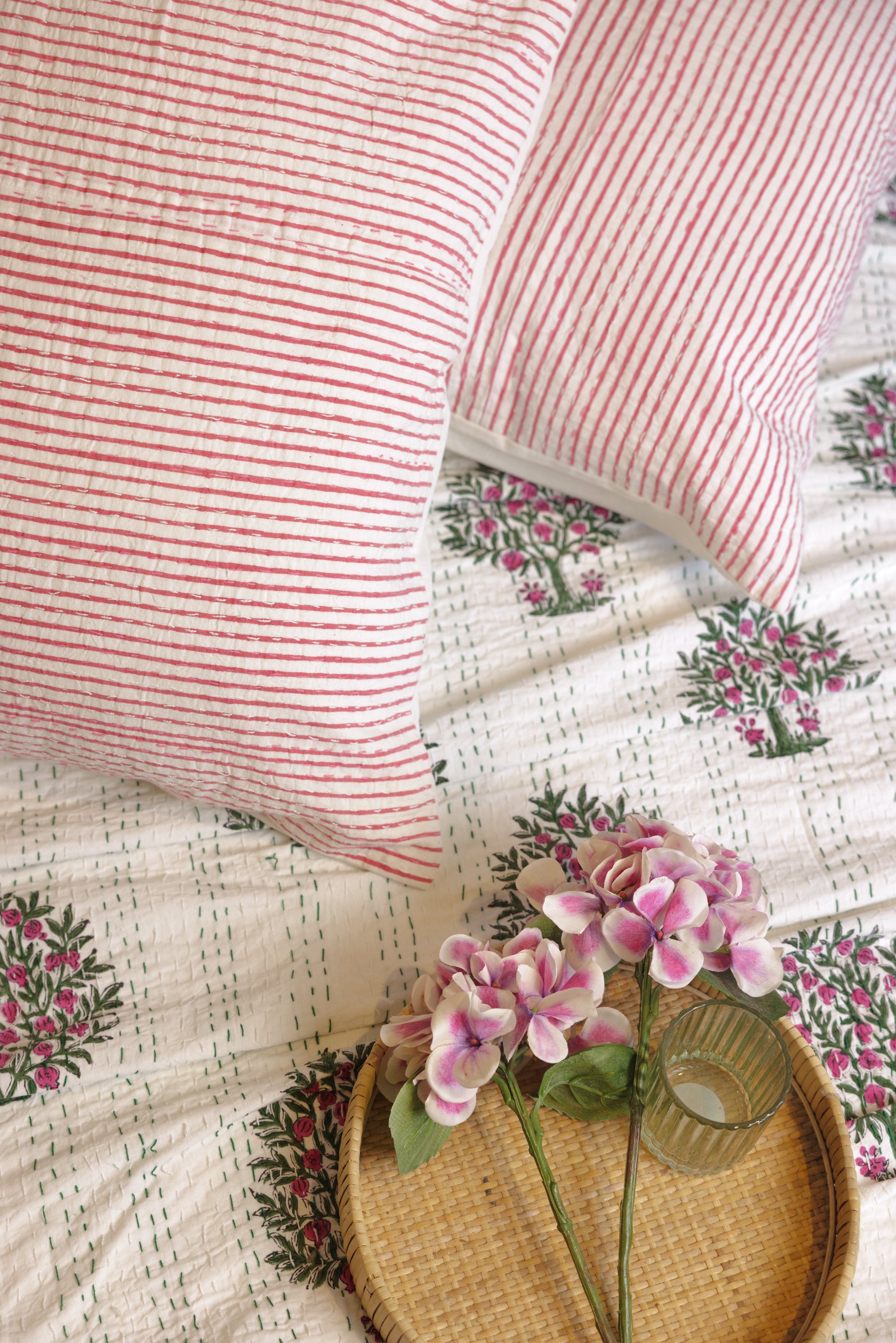 Kantha European Pillowcase Rose Pink