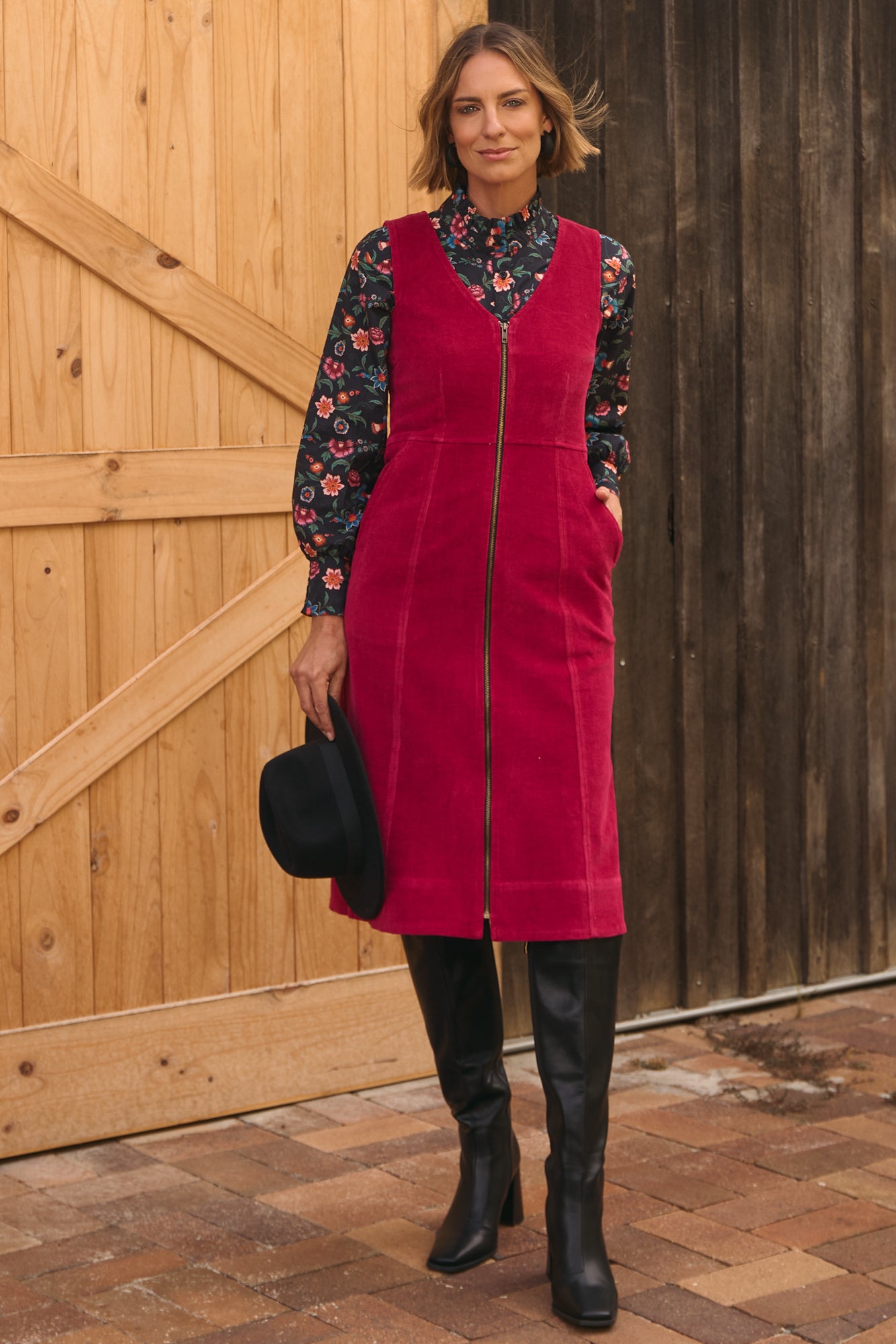 Ashton Pinafore Garnet Red