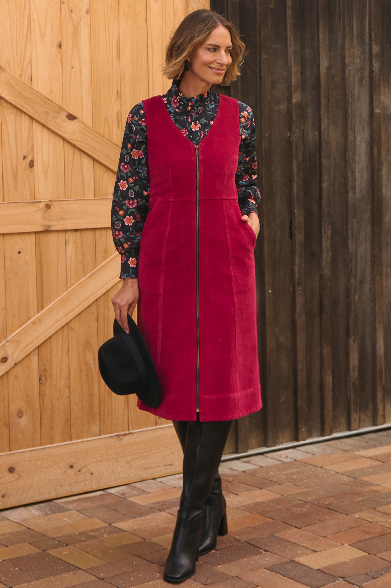 Ashton Pinafore Garnet Red