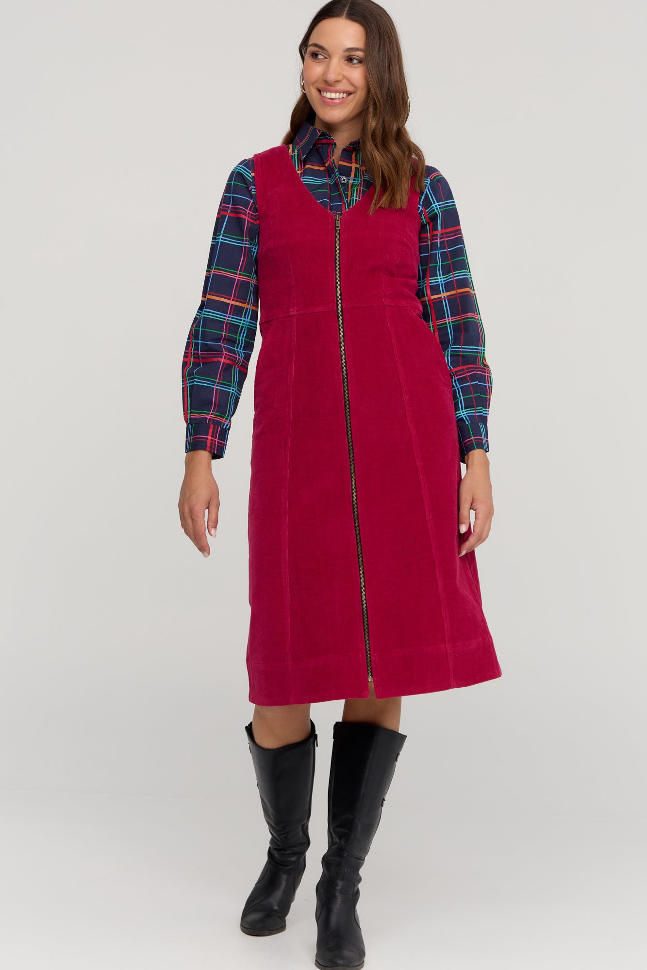 Ashton Pinafore Garnet Red