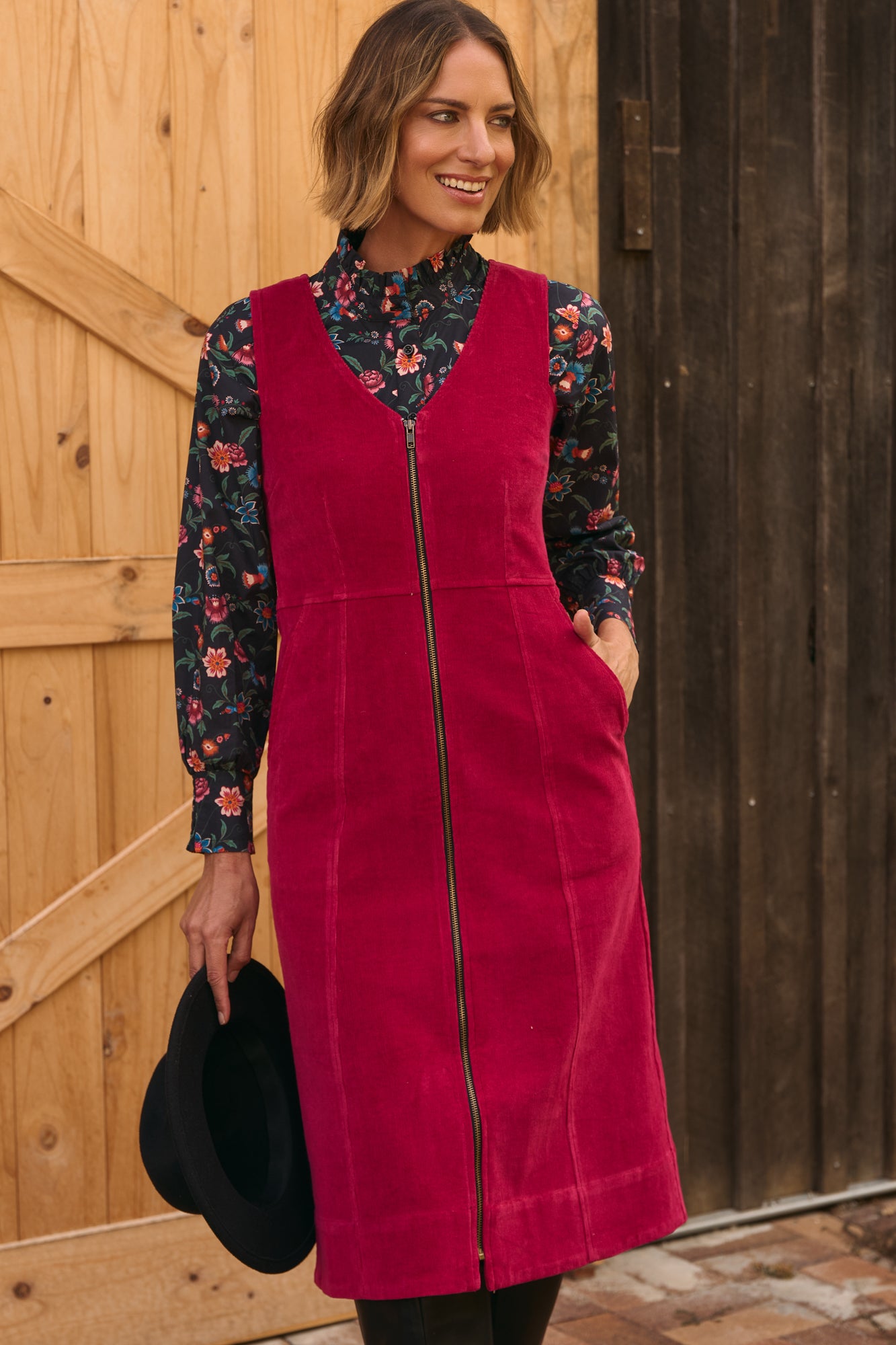 Ashton Pinafore Garnet Red