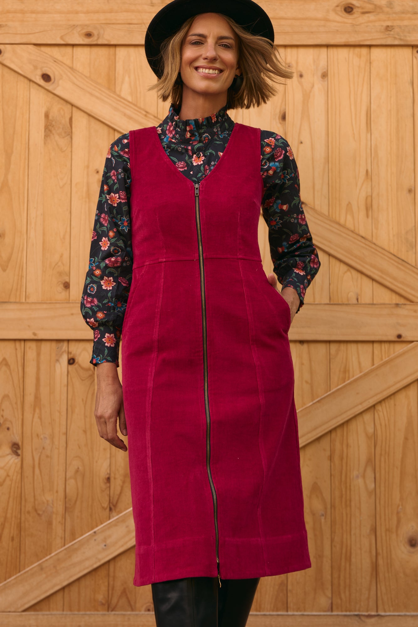 Ashton Pinafore Garnet Red