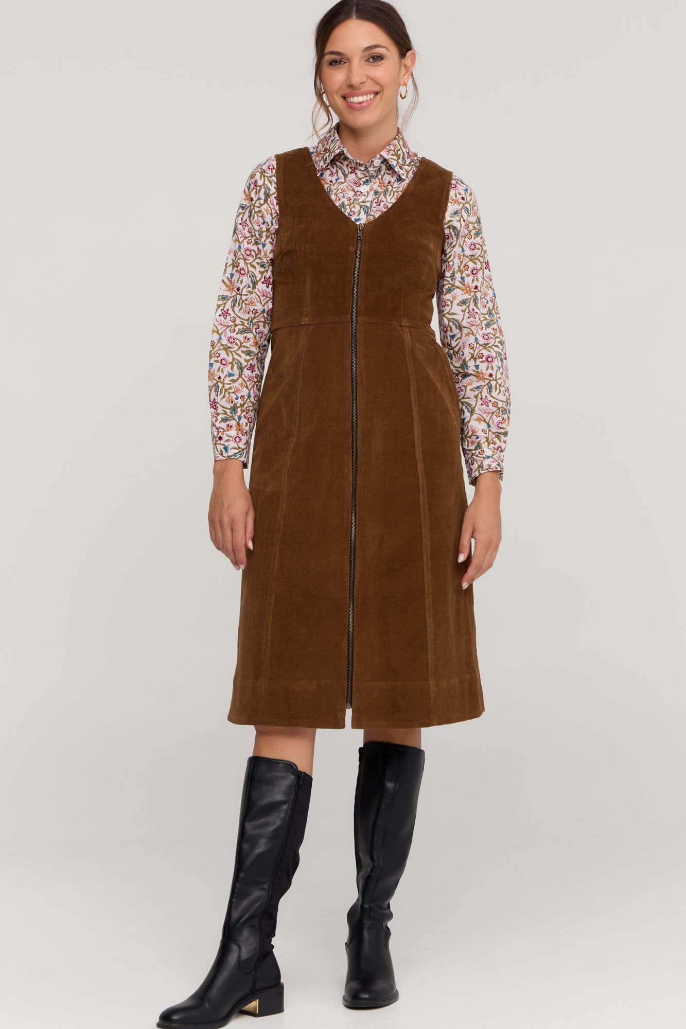 Ashton Pinafore Toffee Brown Cord