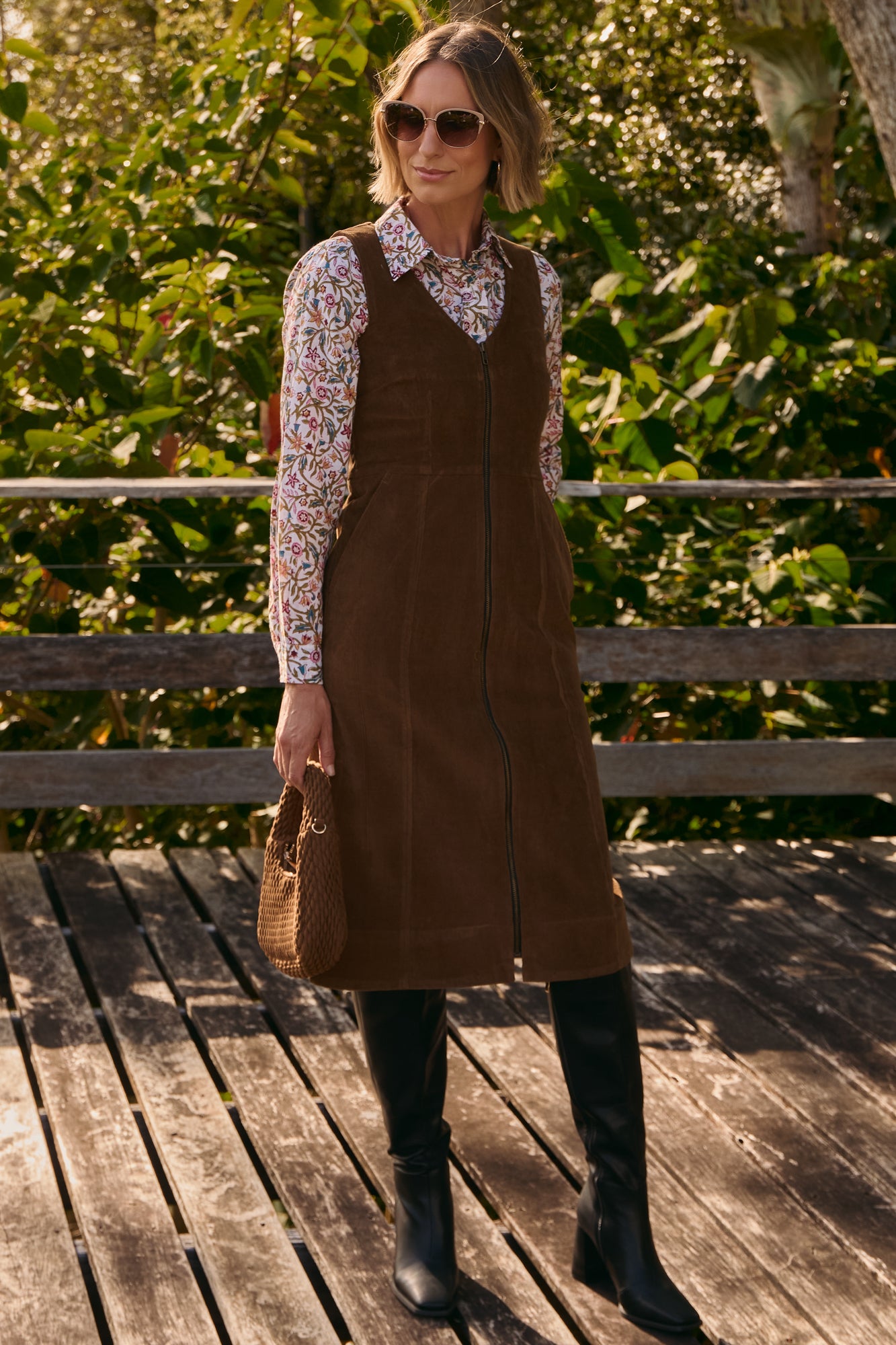 Ashton Pinafore Toffee Brown Cord