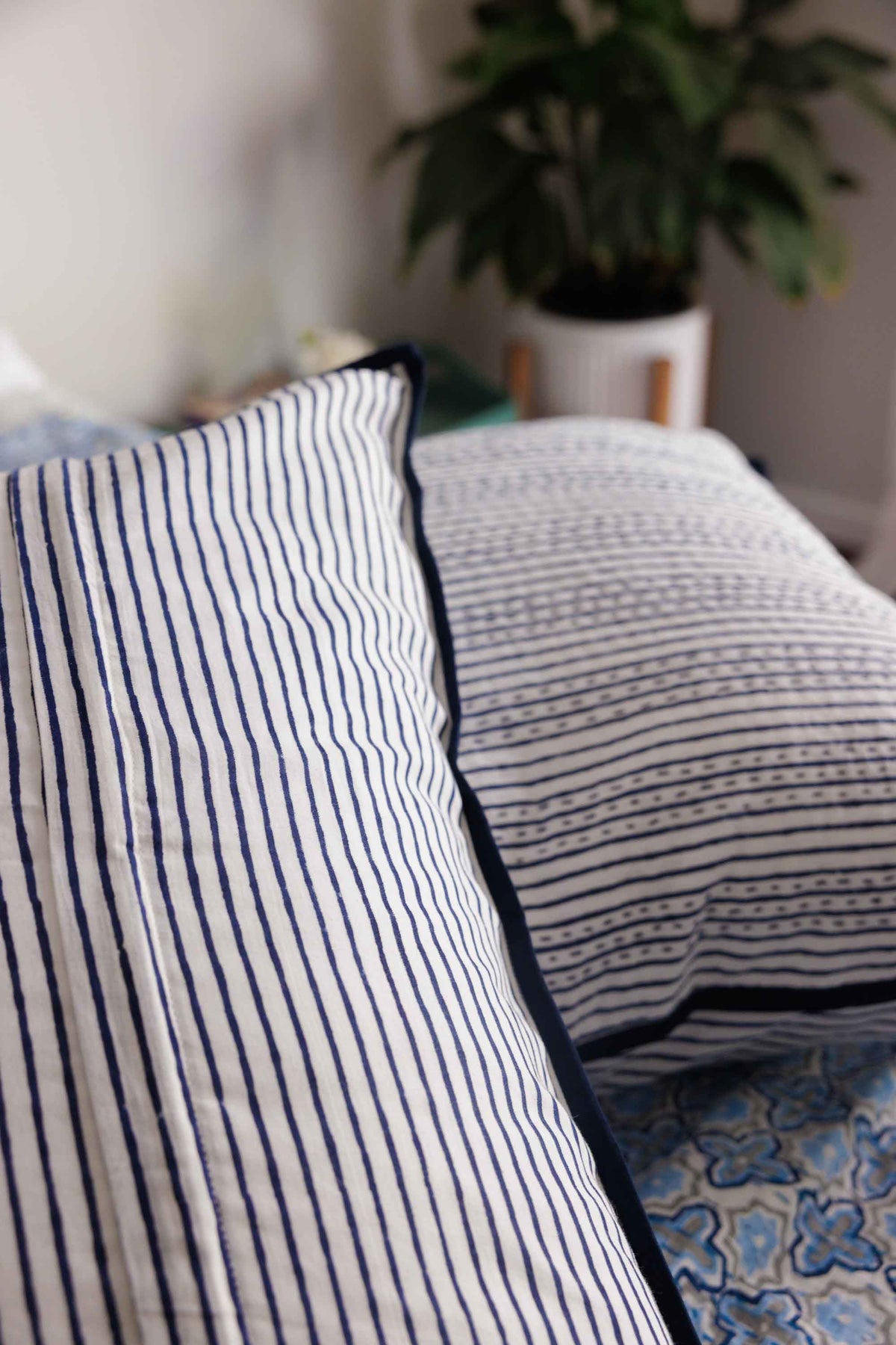 Kantha Stitched European Pillowcase Imperial Blue