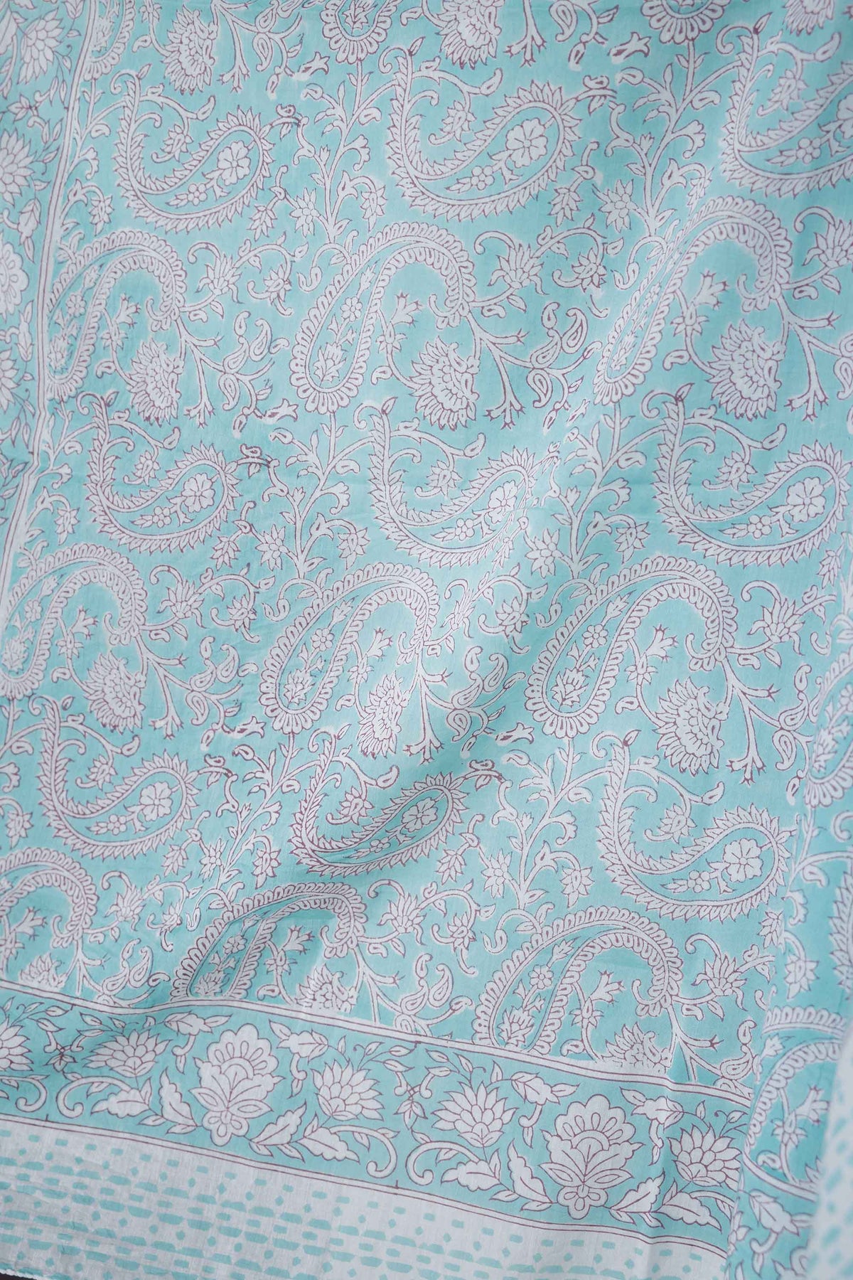 Hand Printed Sarong Aqua Paisley