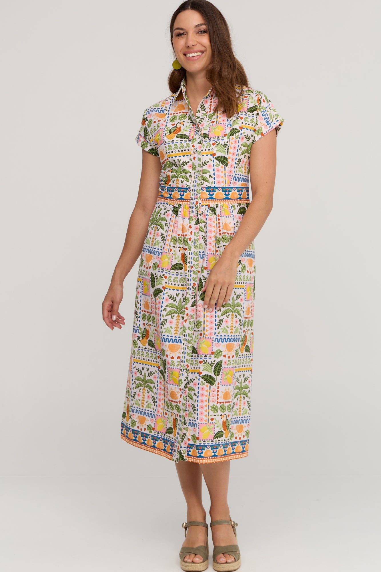 Cali Shirtdress Tropical Patchwork
