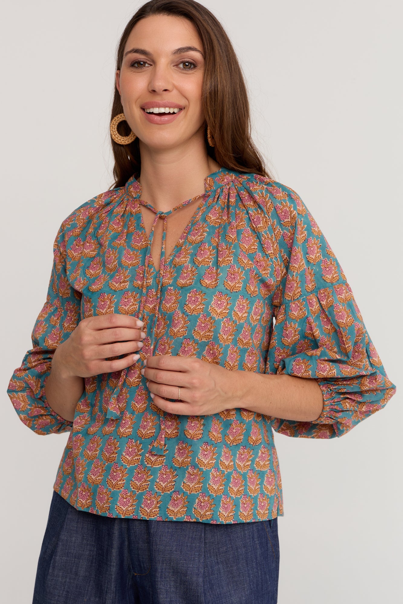 Carey Shirt Turquoise Meadow