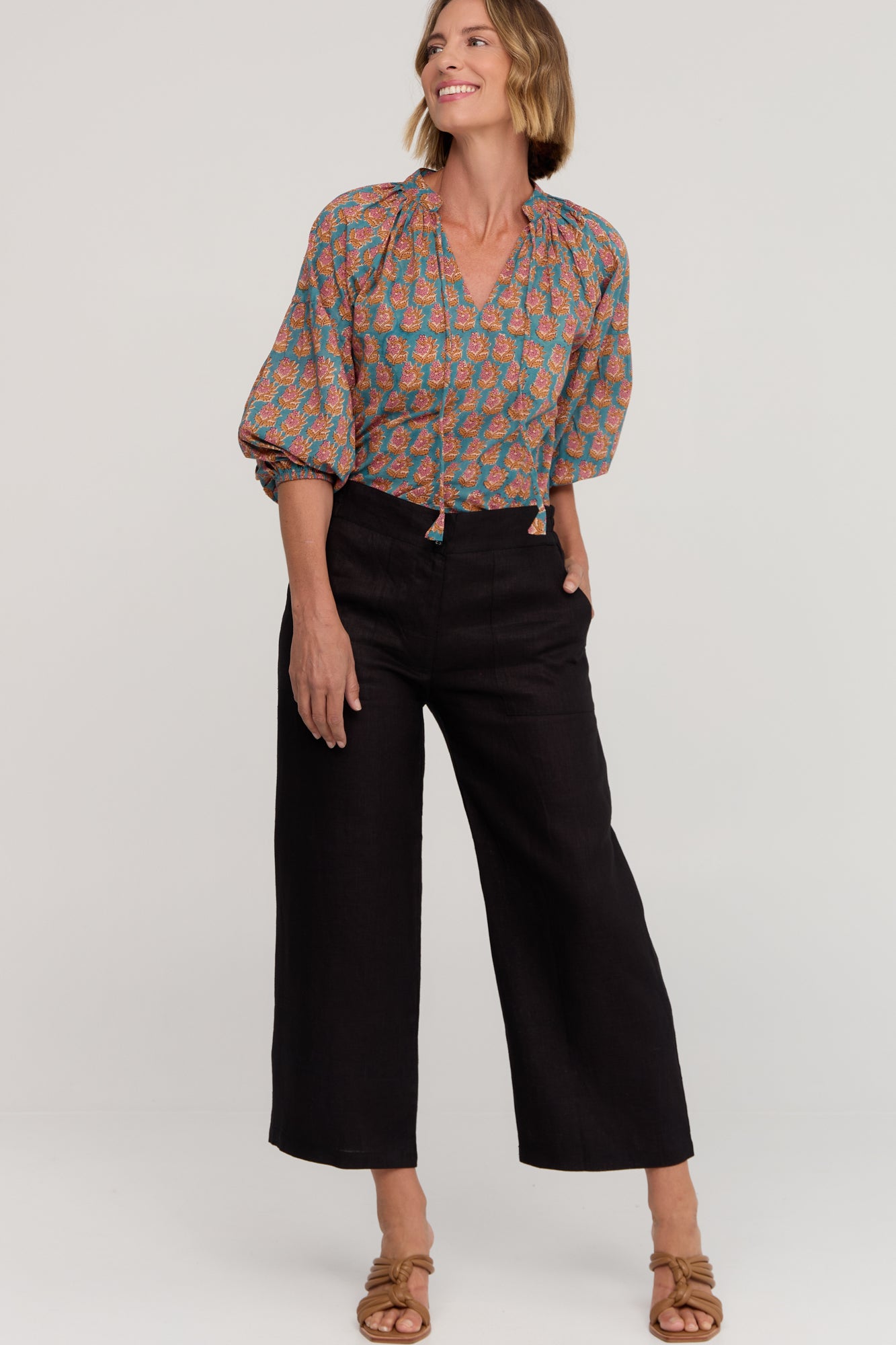 Carey Shirt Turquoise Meadow