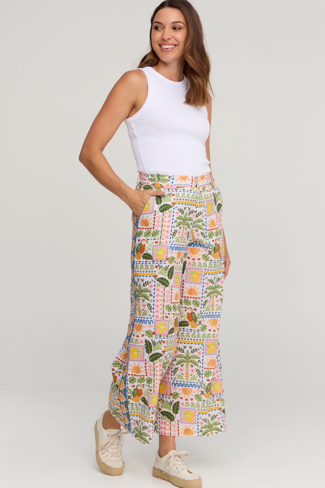 Charlotte Pants Tropical Patchwork