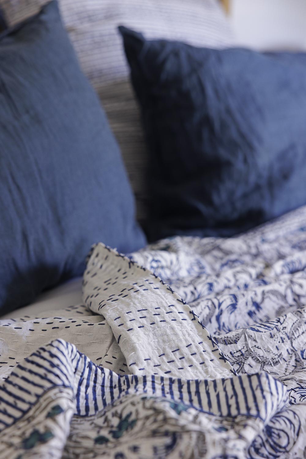 Kantha Quilt Cool Grey Garden