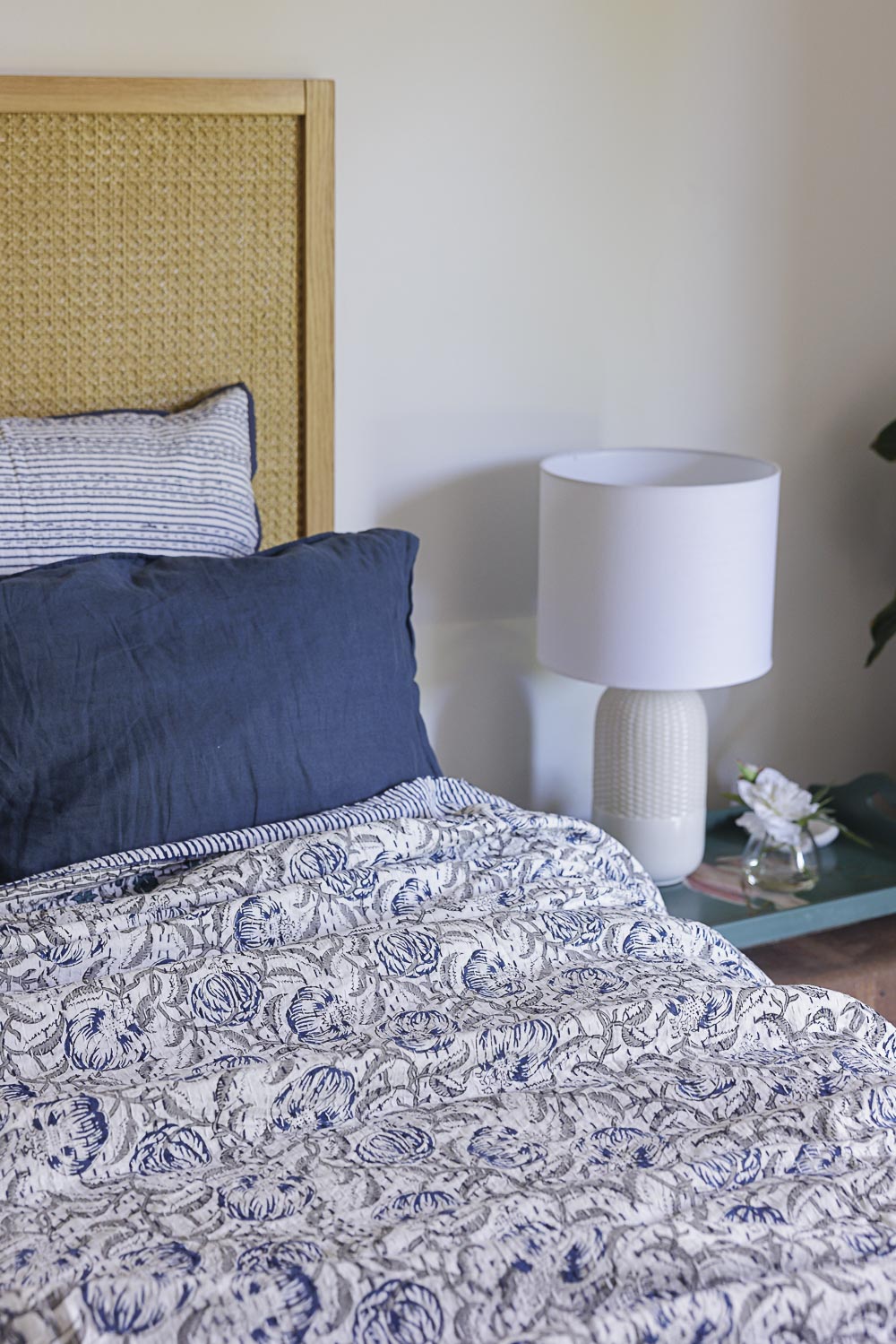 Kantha Quilt Cool Gray Garden