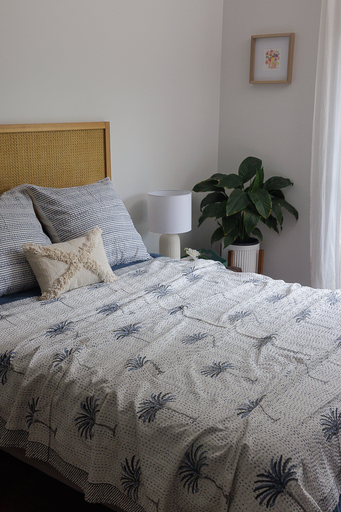 Kantha Quilt Cool Palms