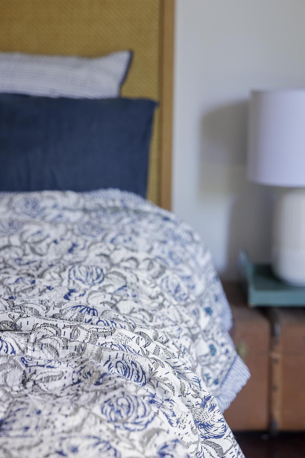 Kantha Quilt Cool Gray Garden