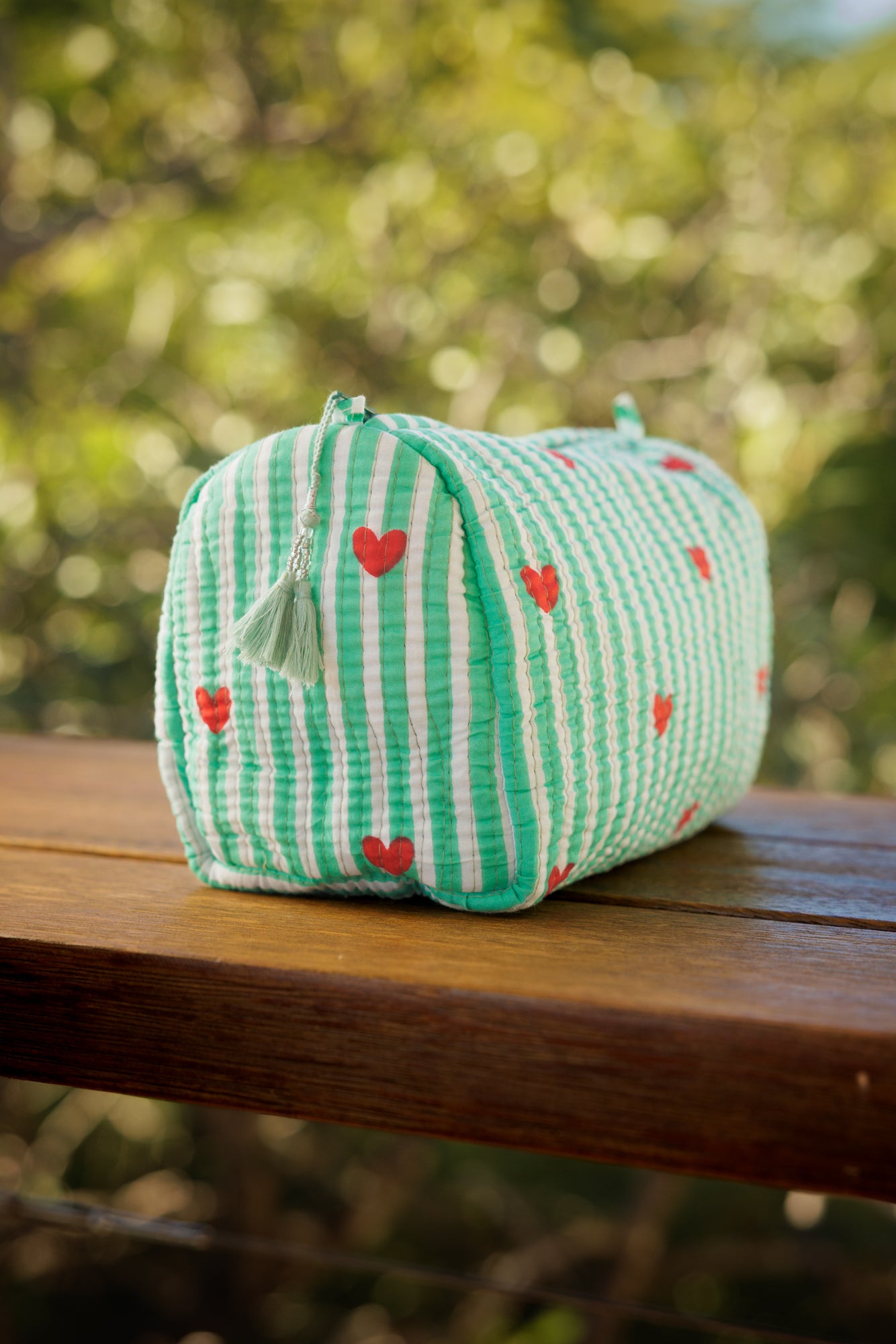 Cosmetic Bag Spring Green Hearts