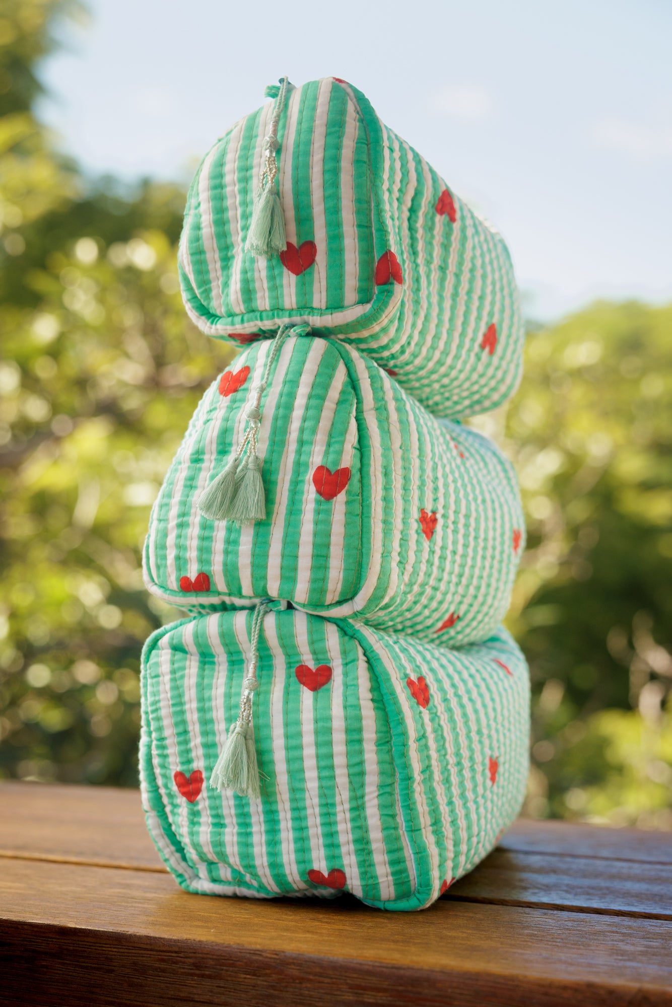 Cosmetic Bag Spring Green Hearts