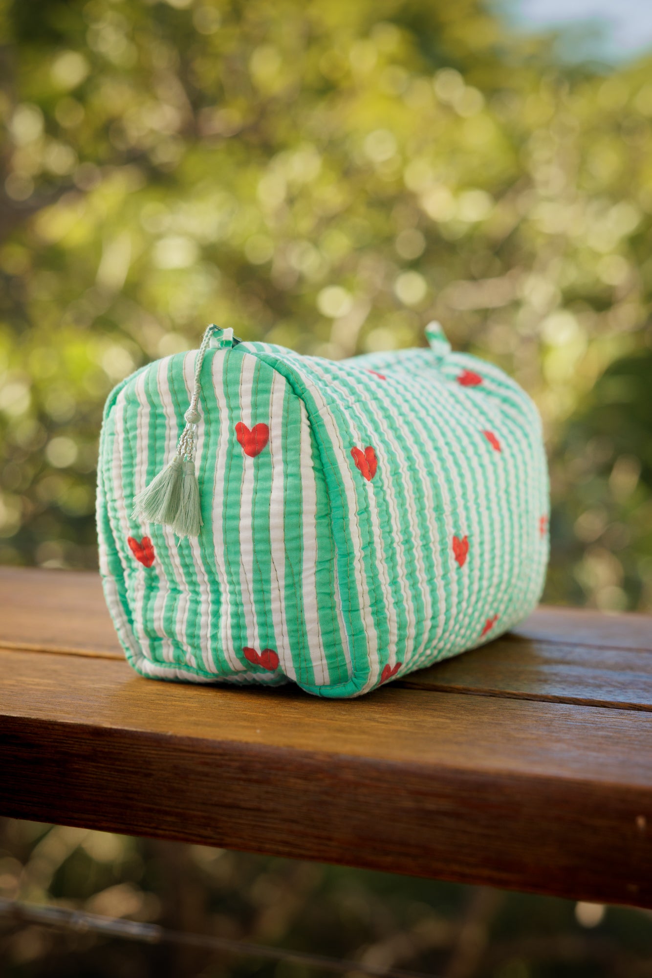 Cosmetic Bag Spring Green Hearts