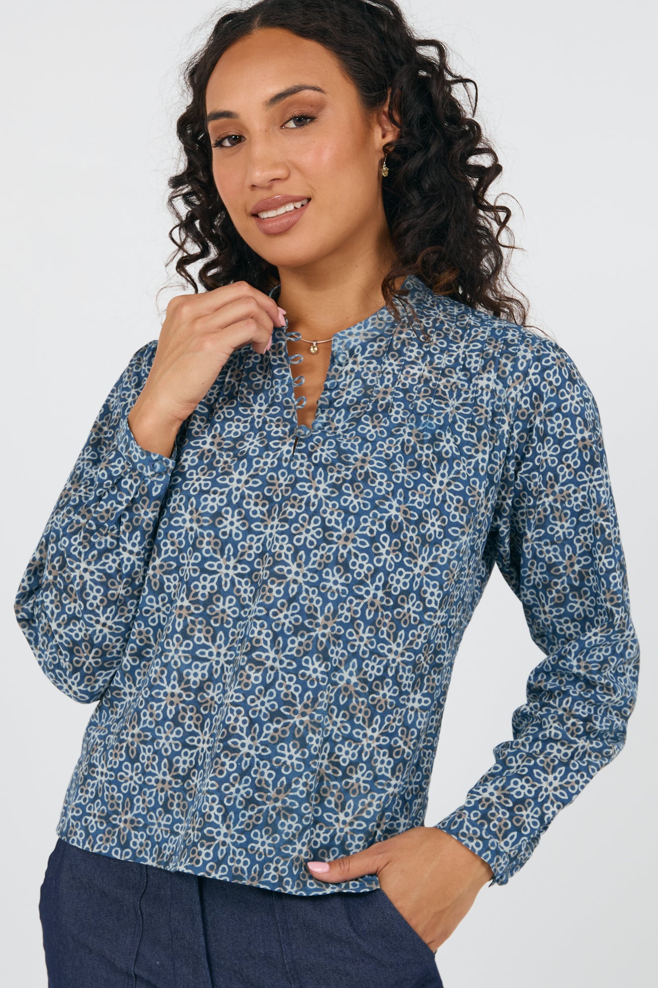 Emmie Shirt Indigo Mosaic