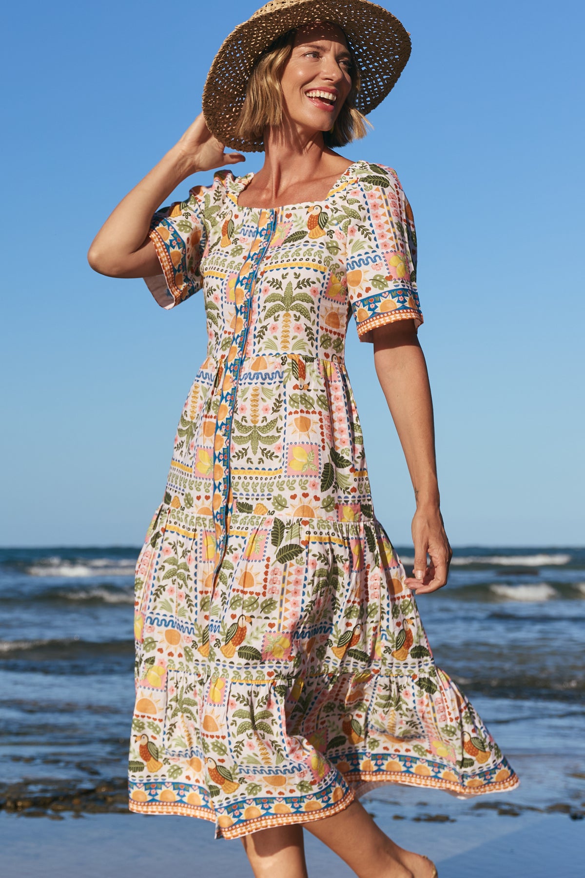 Florence Dress Tropical Patchwork