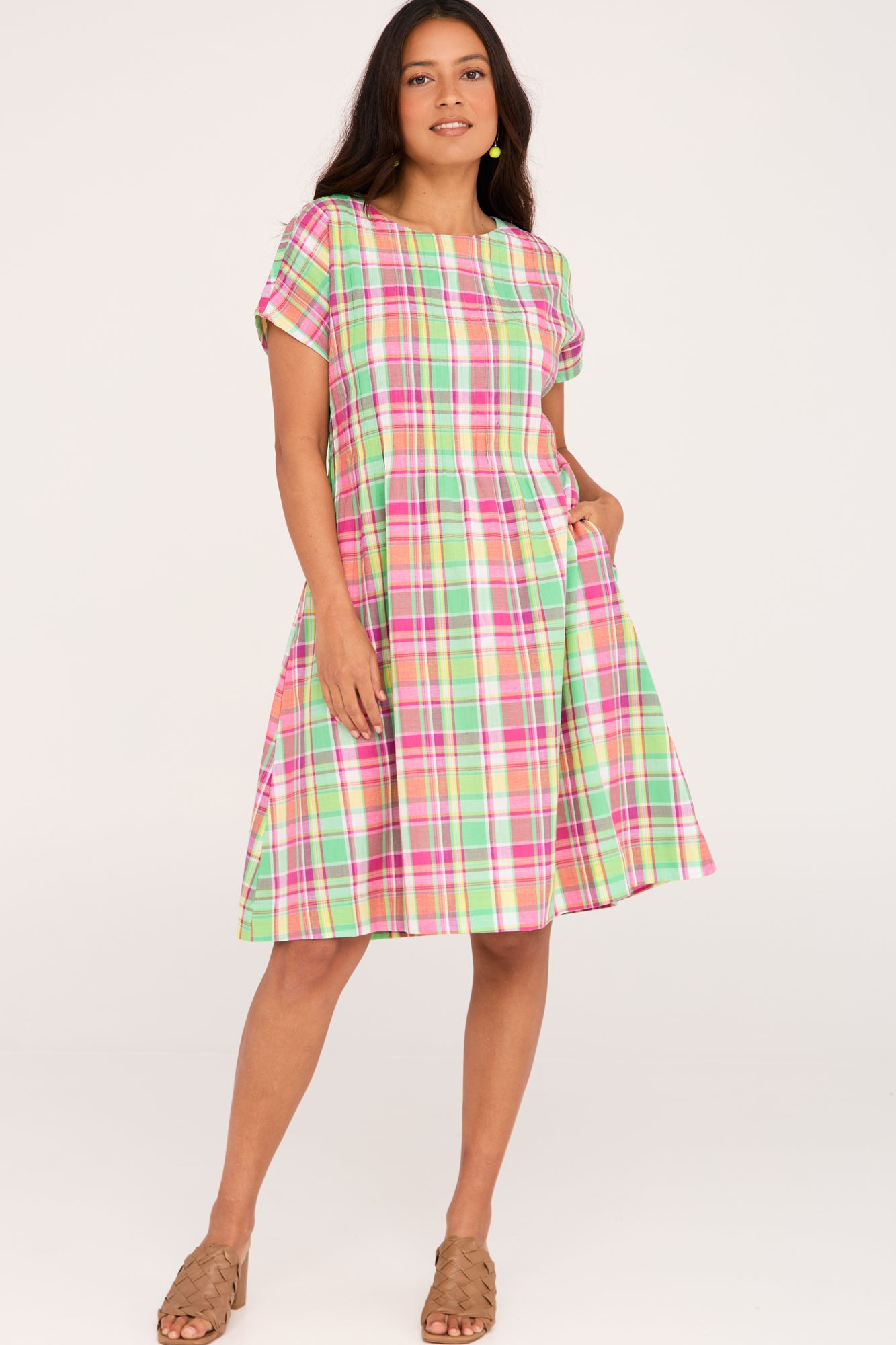 Folk Dress Pink Check Folk Dress Pink Check