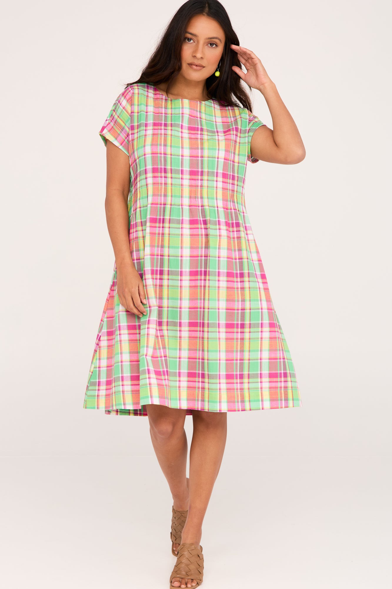 Folk Dress Pink Check