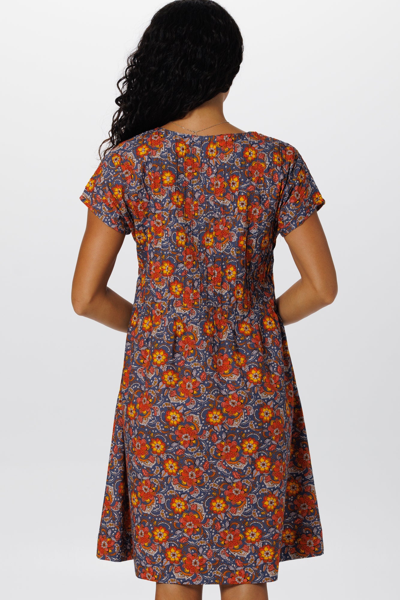 Folk Dress Zinnia Blue