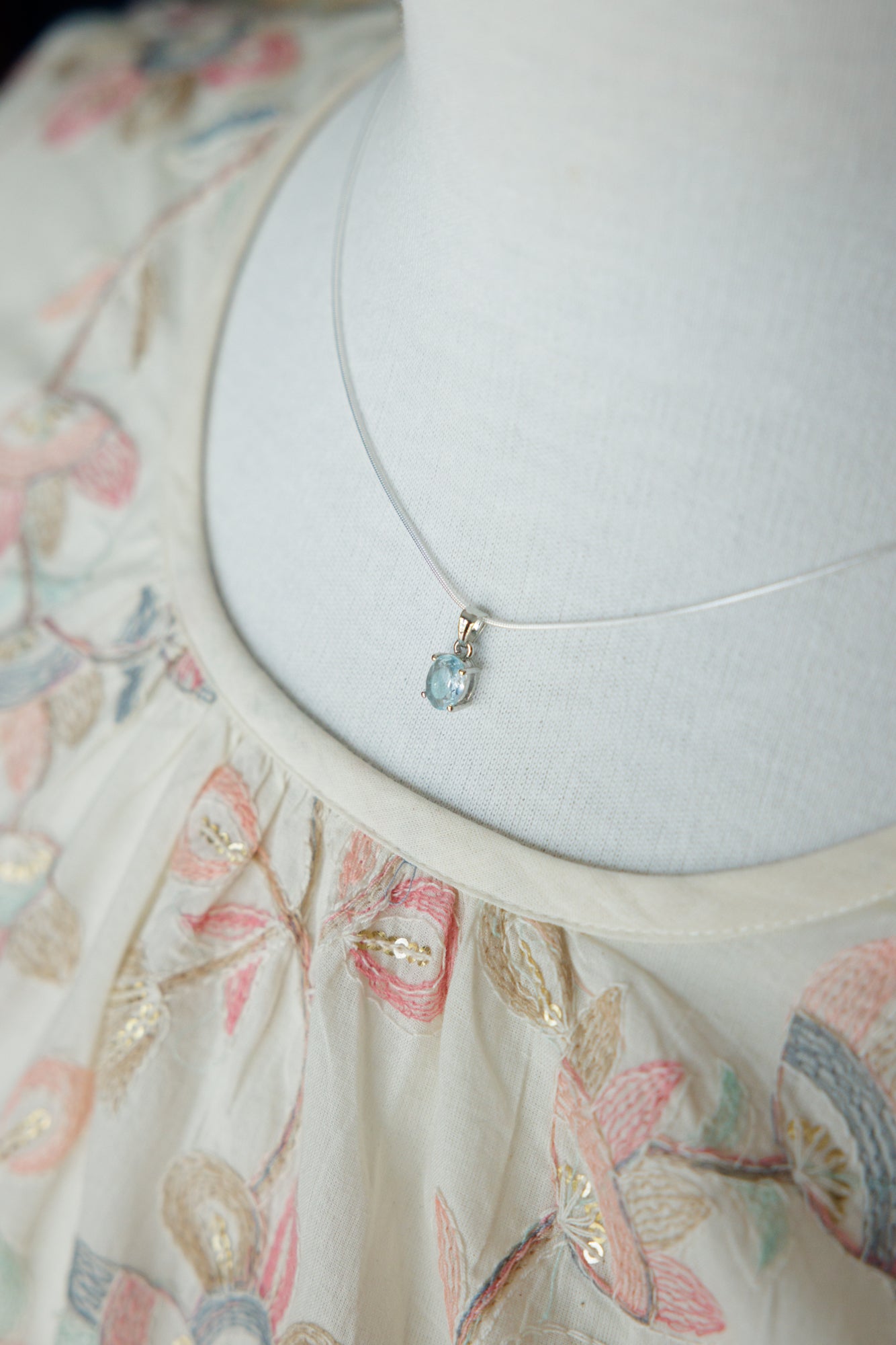 Soft Blue Topaz Pendant & Necklace