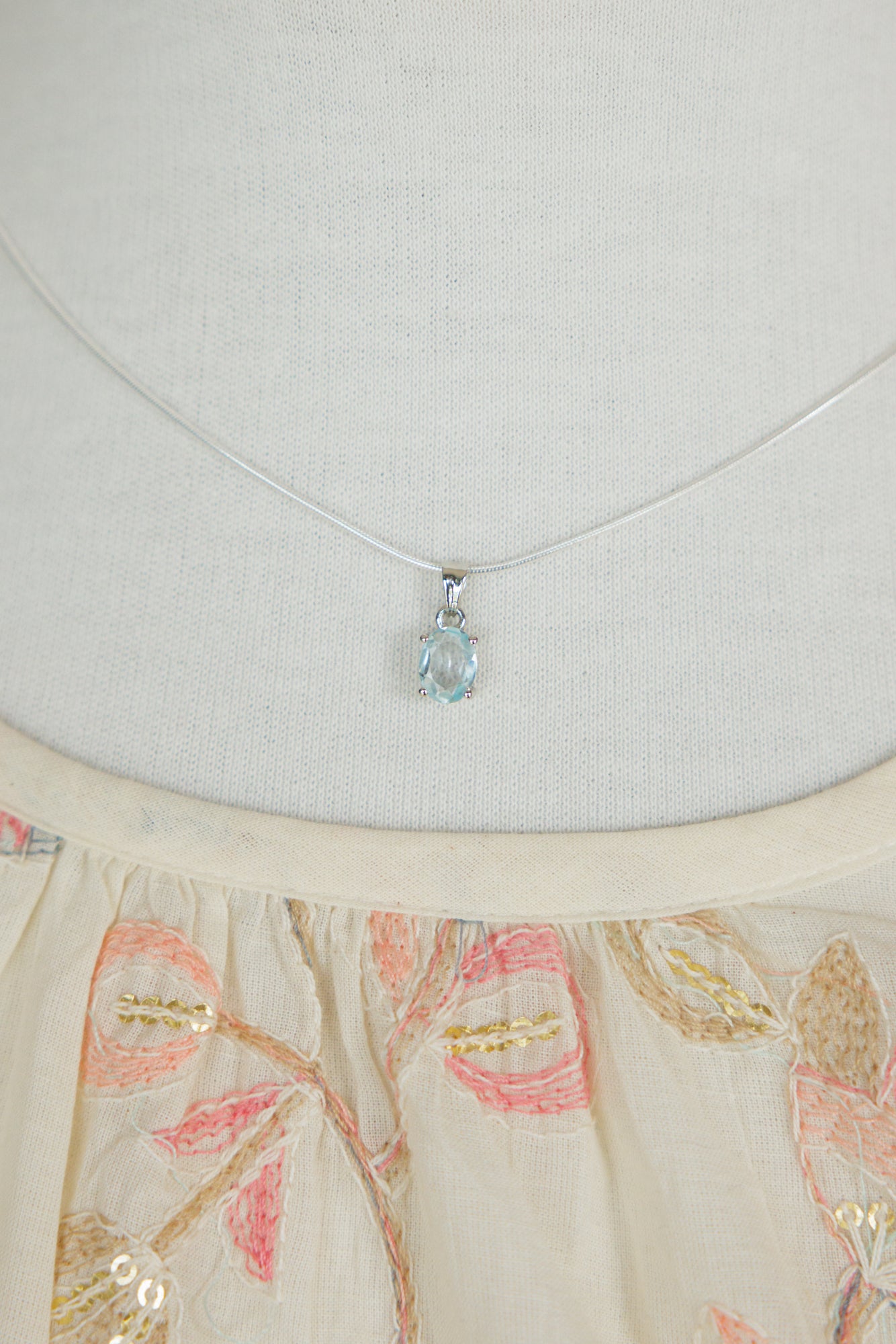 Soft Blue Topaz Pendant & Necklace