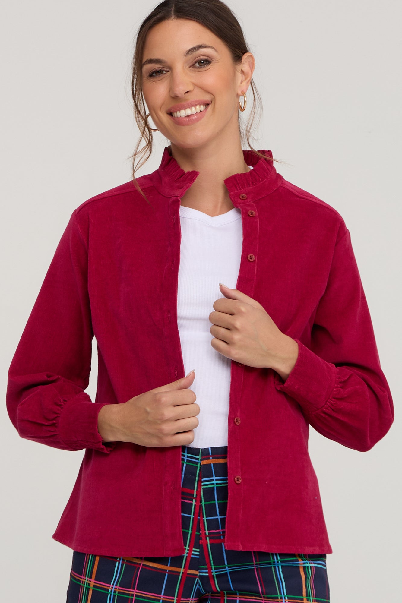 Imani Shirt Garnet Red Baby Cord