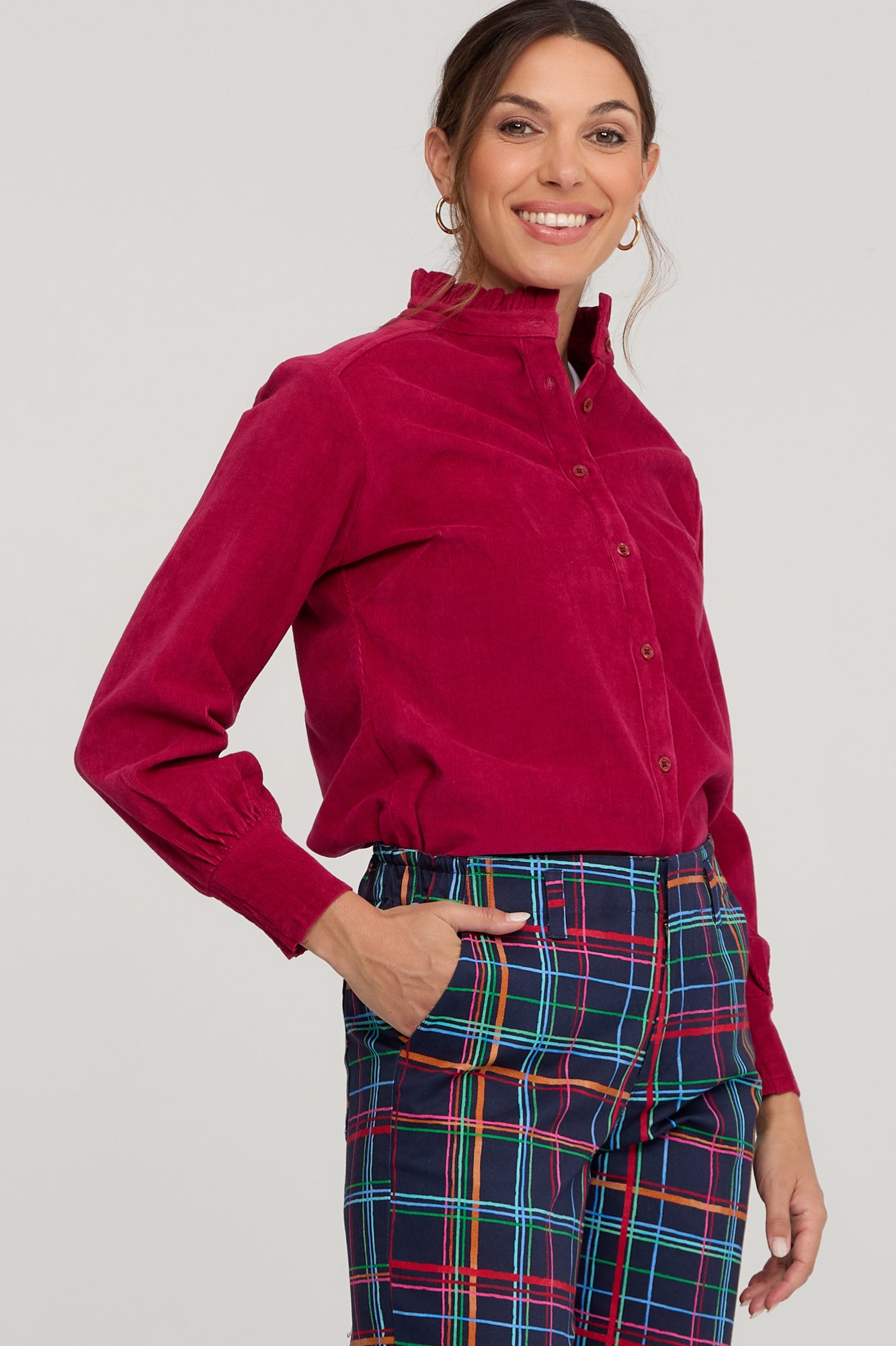 Imani Shirt Garnet Red Baby Cord