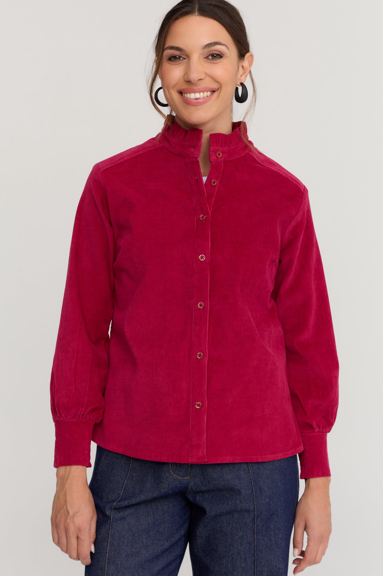Imani Shirt Garnet Red Baby Cord
