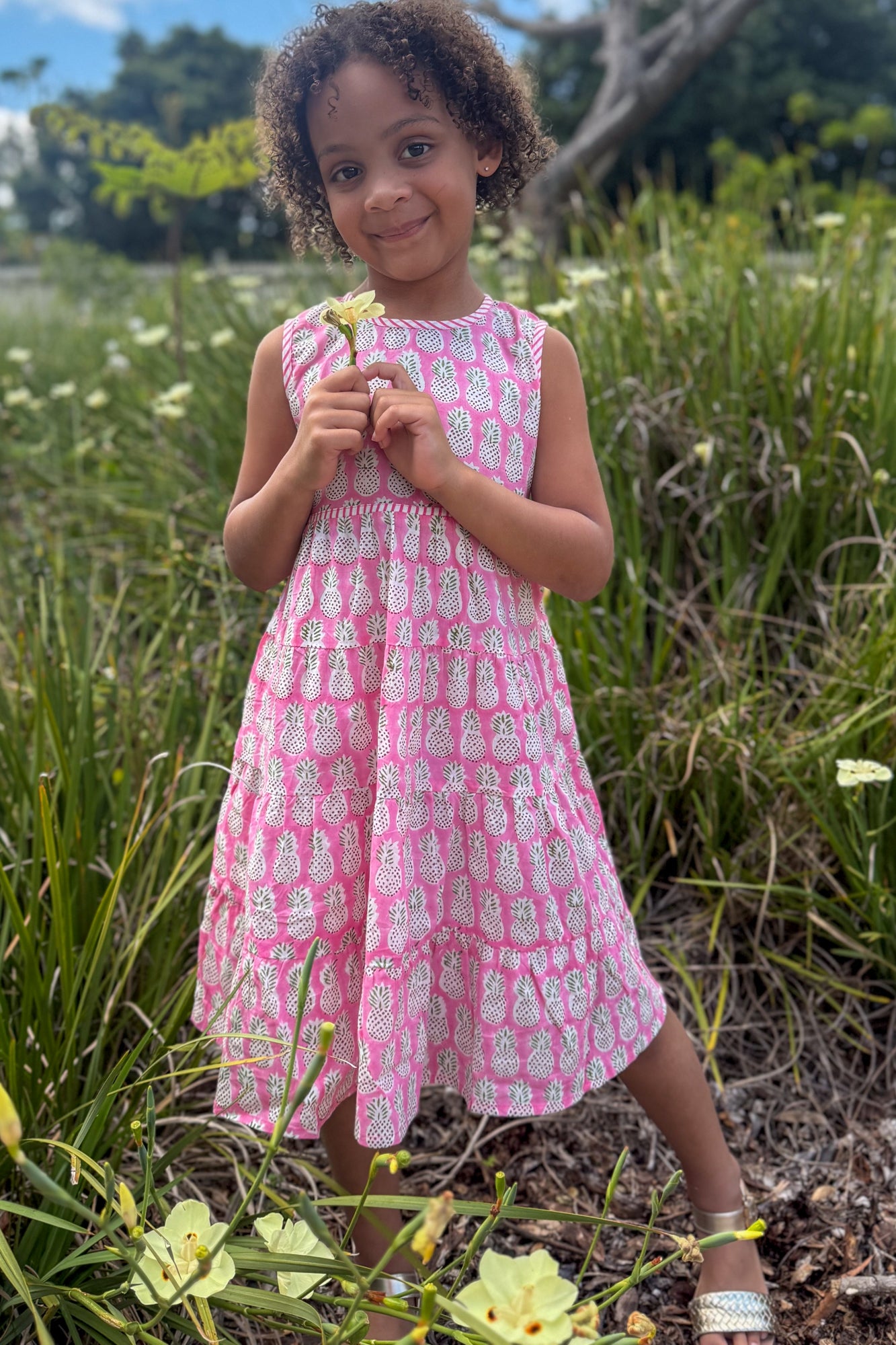 Indie Girls Dress Pink Pineapple