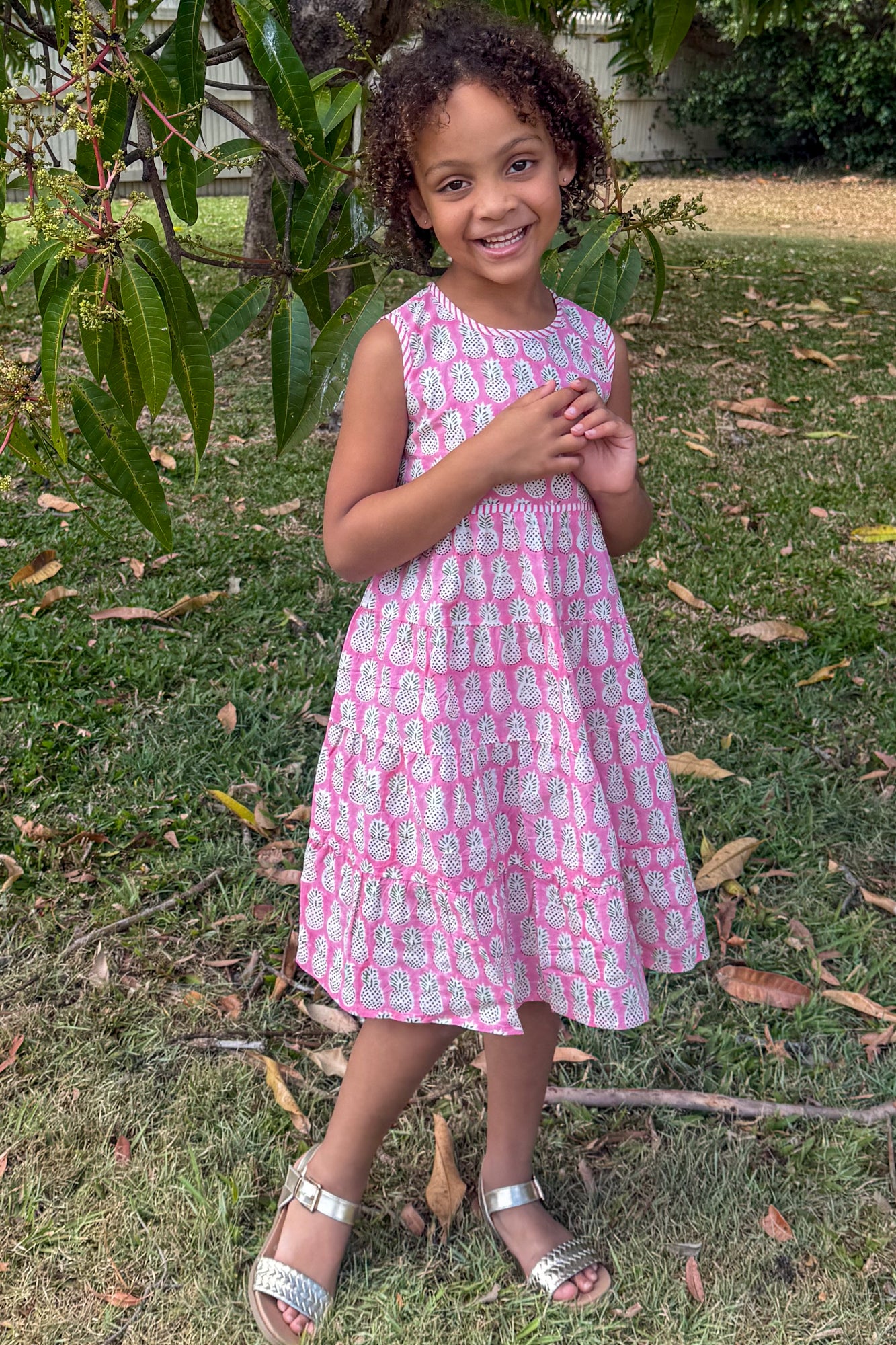 Indie Girls Dress Pink Pineapple