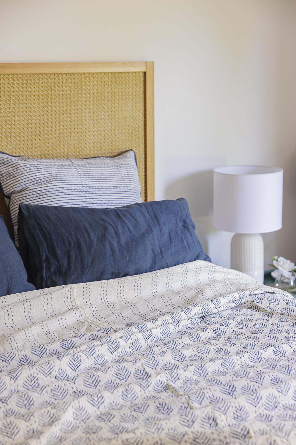 Kantha Quilt Indigo Fern