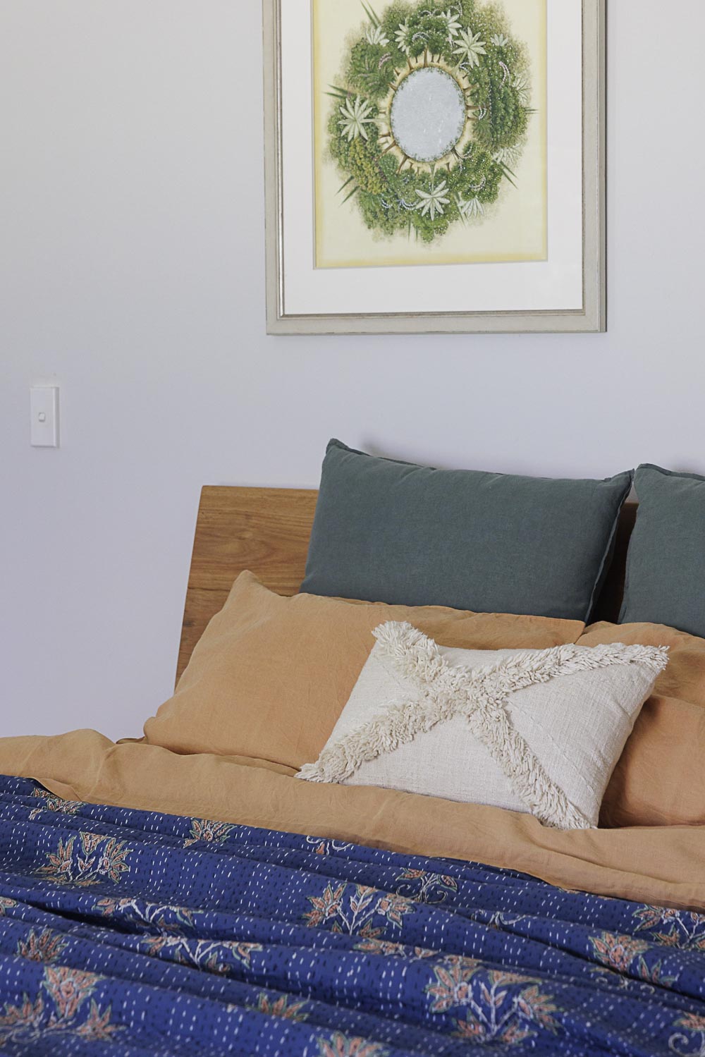 Kantha Quilt Indigo Lillies