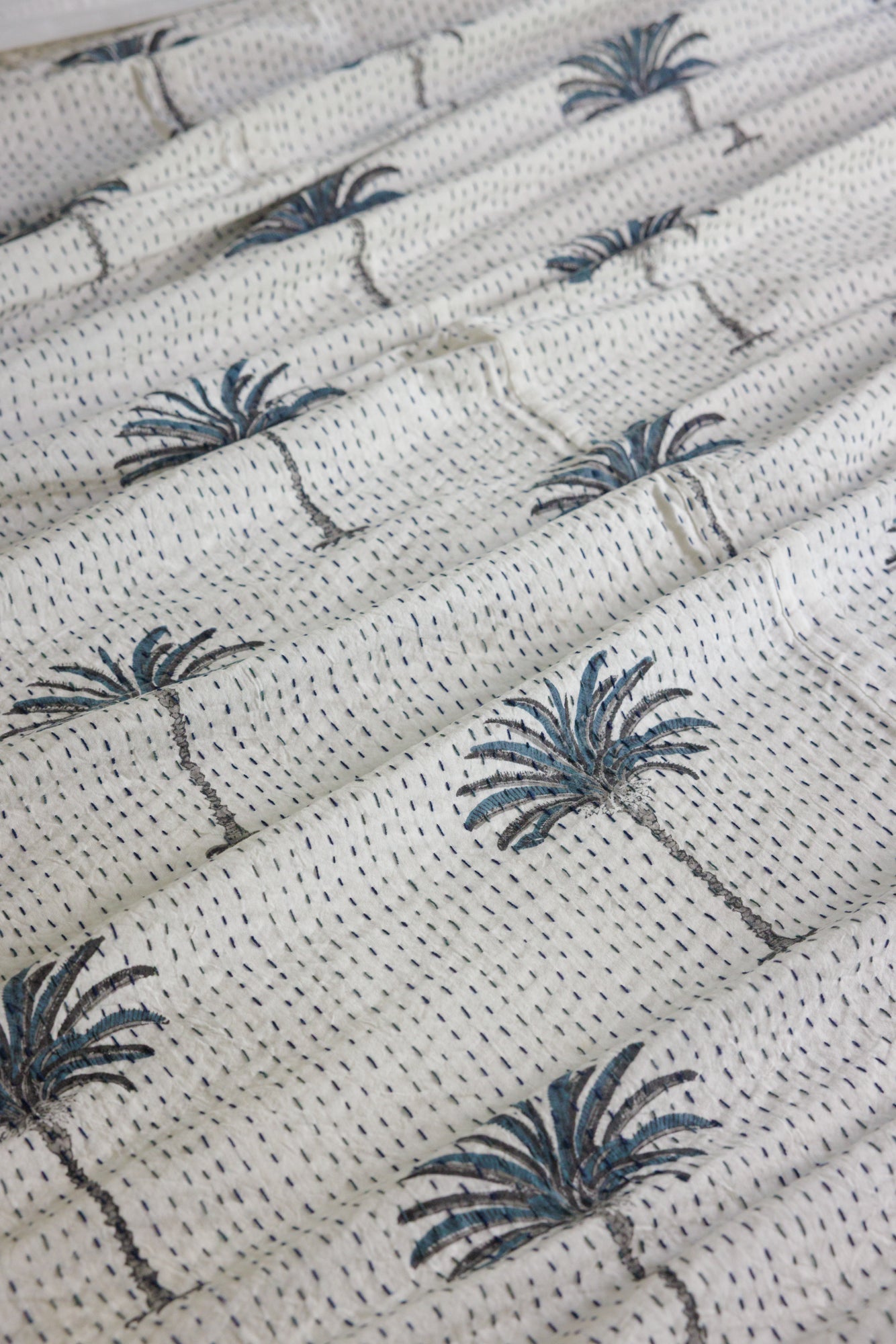 Kantha Quilt Cool Palms