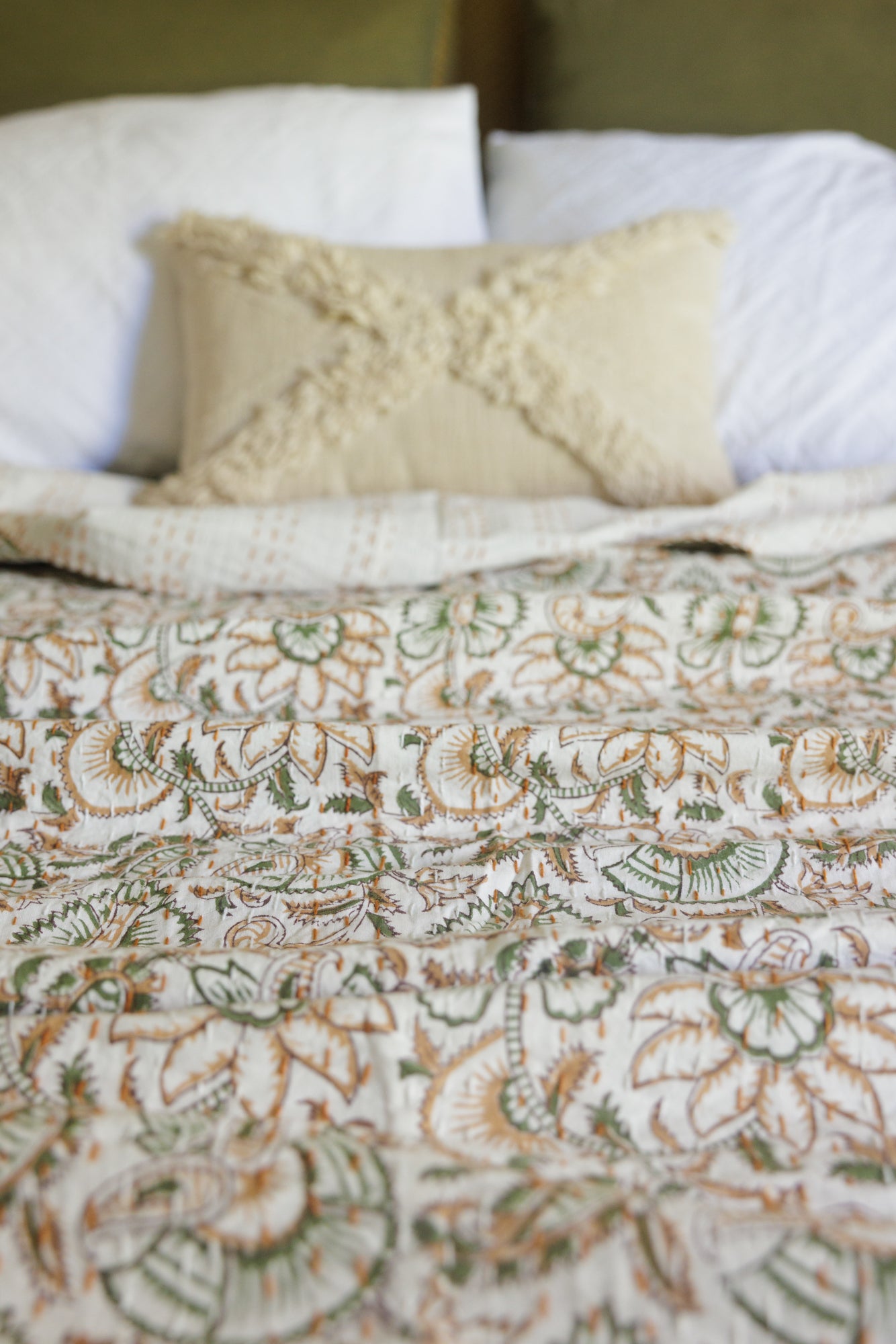 Kantha Quilt Desert Flowers