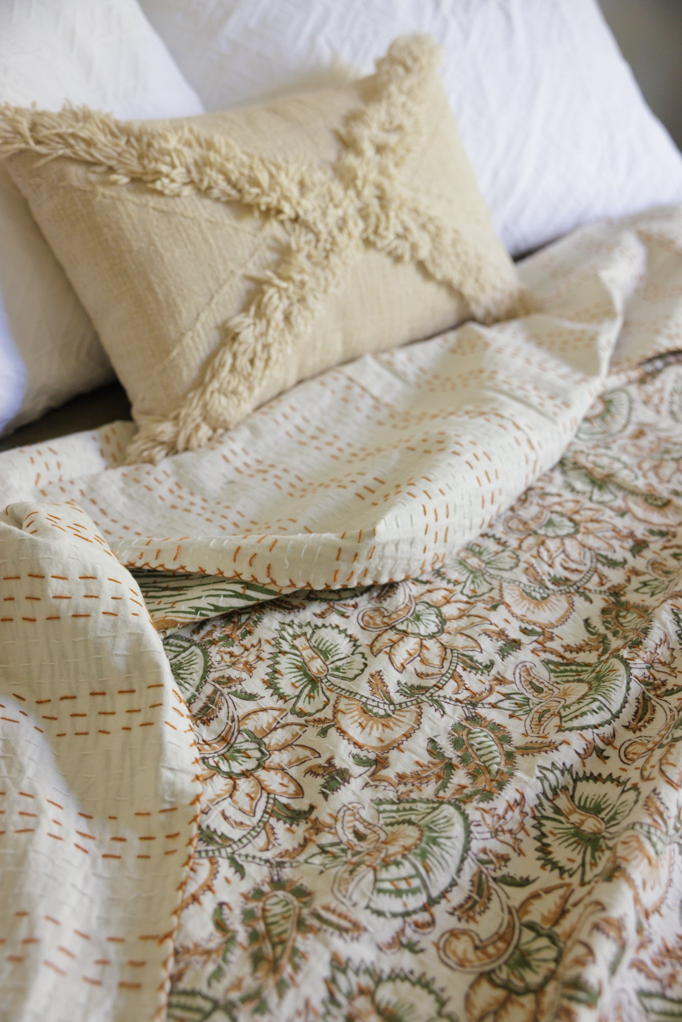 Kantha Quilt Desert Flowers