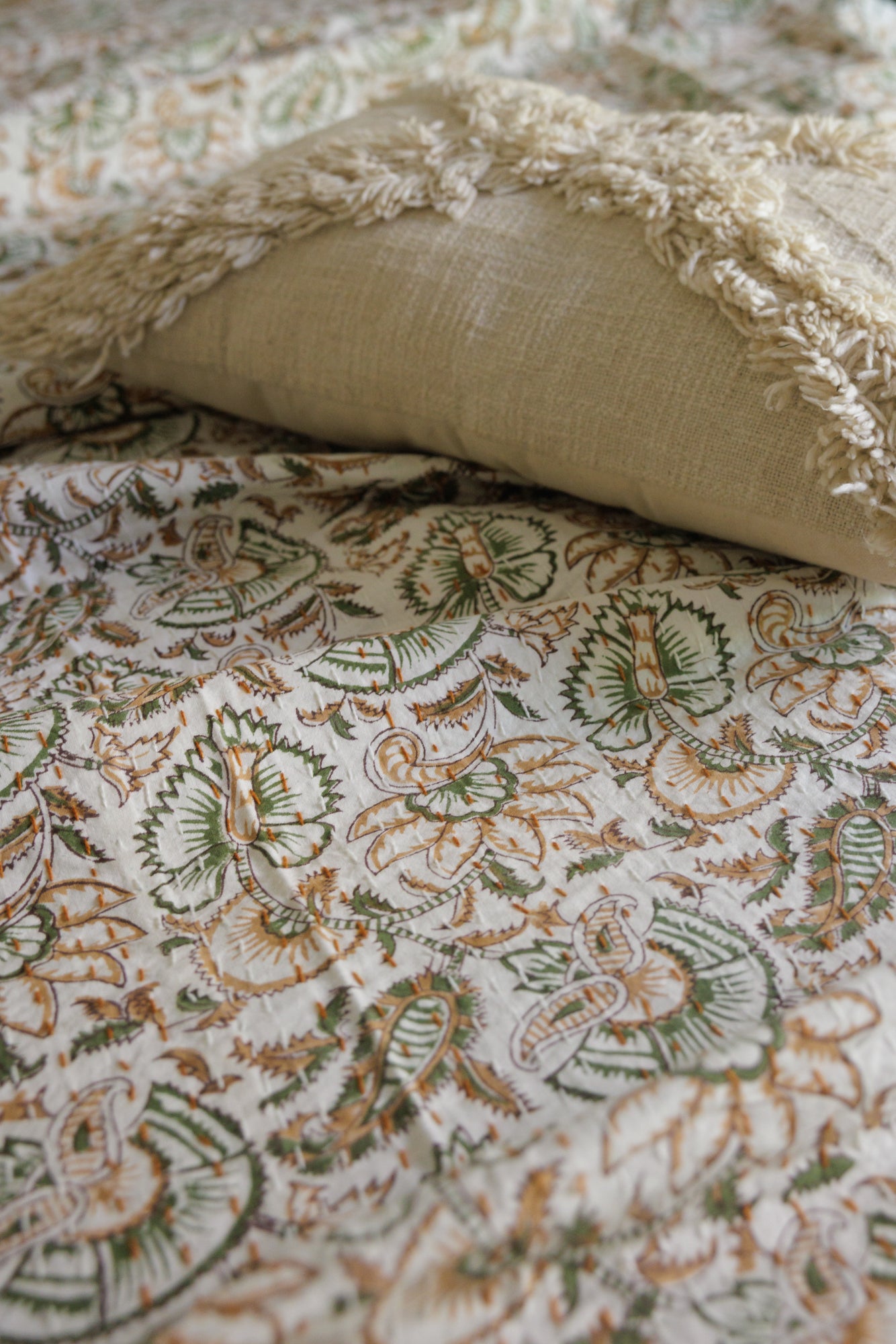 Kantha Quilt Desert Flowers