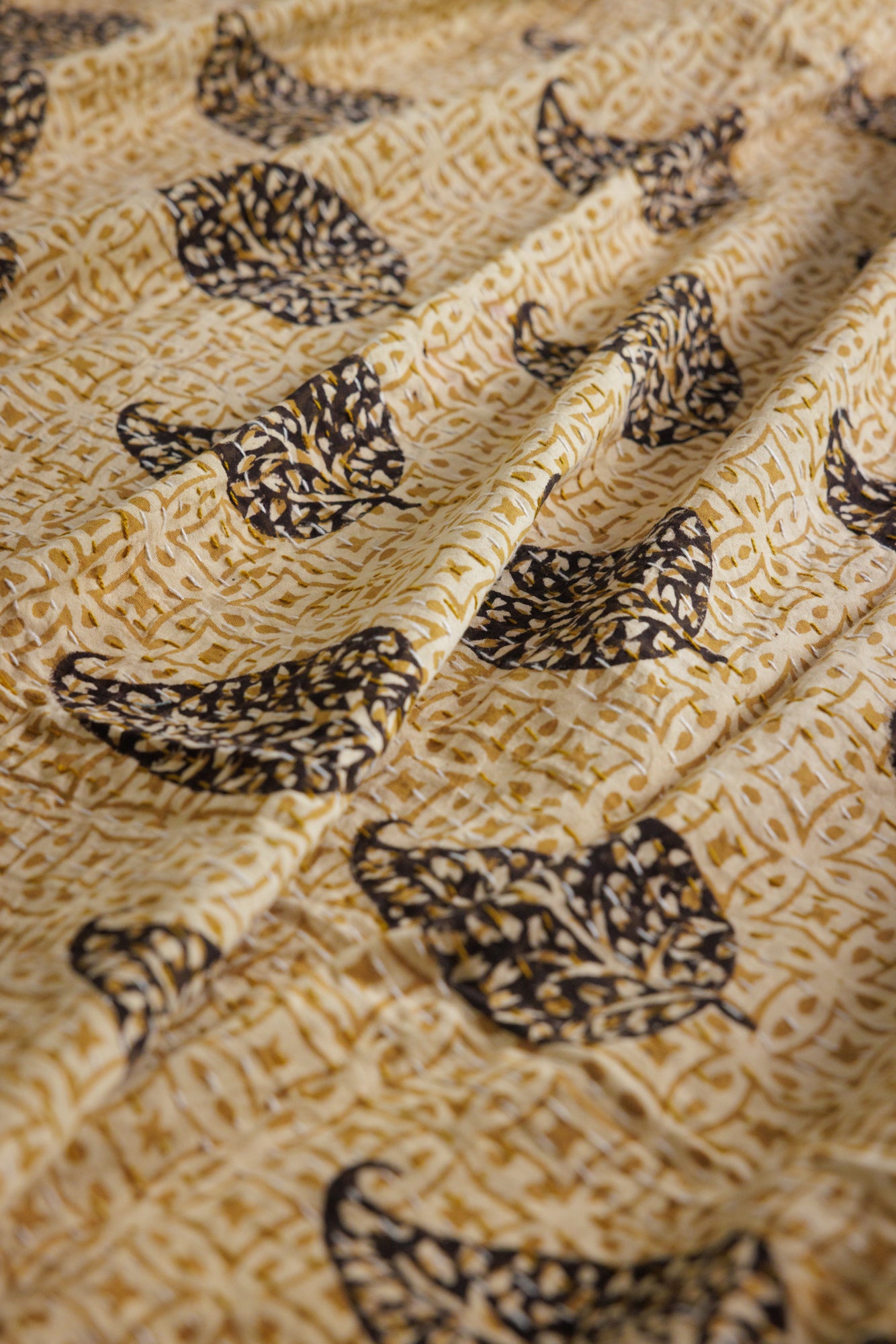 Kantha Quilt Falling Leaves