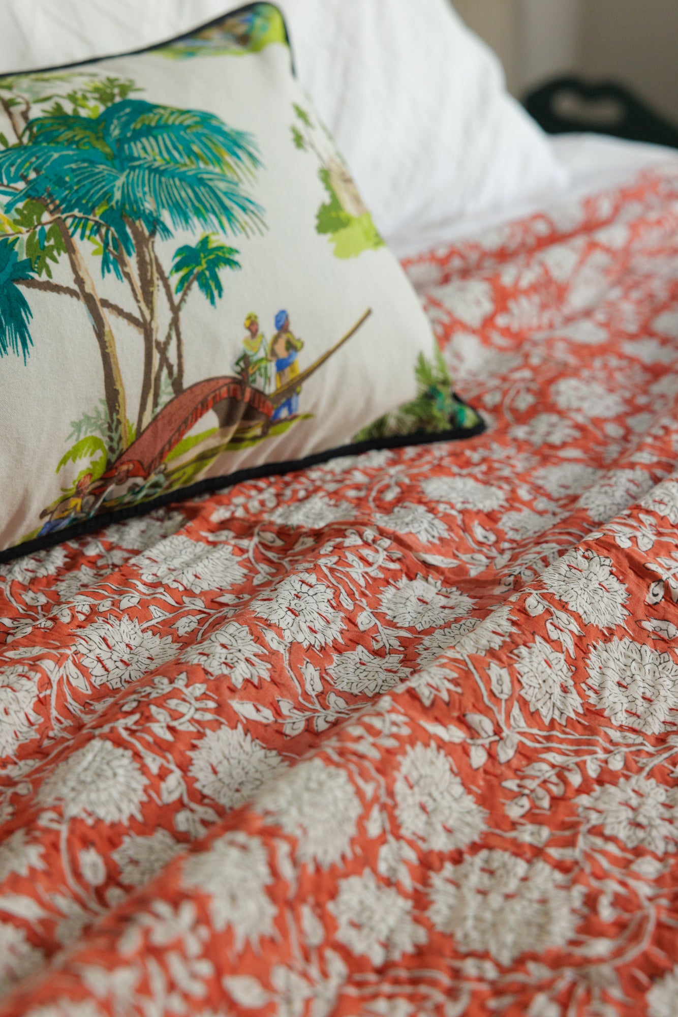 Kantha Quilt Scarlett Dahlia