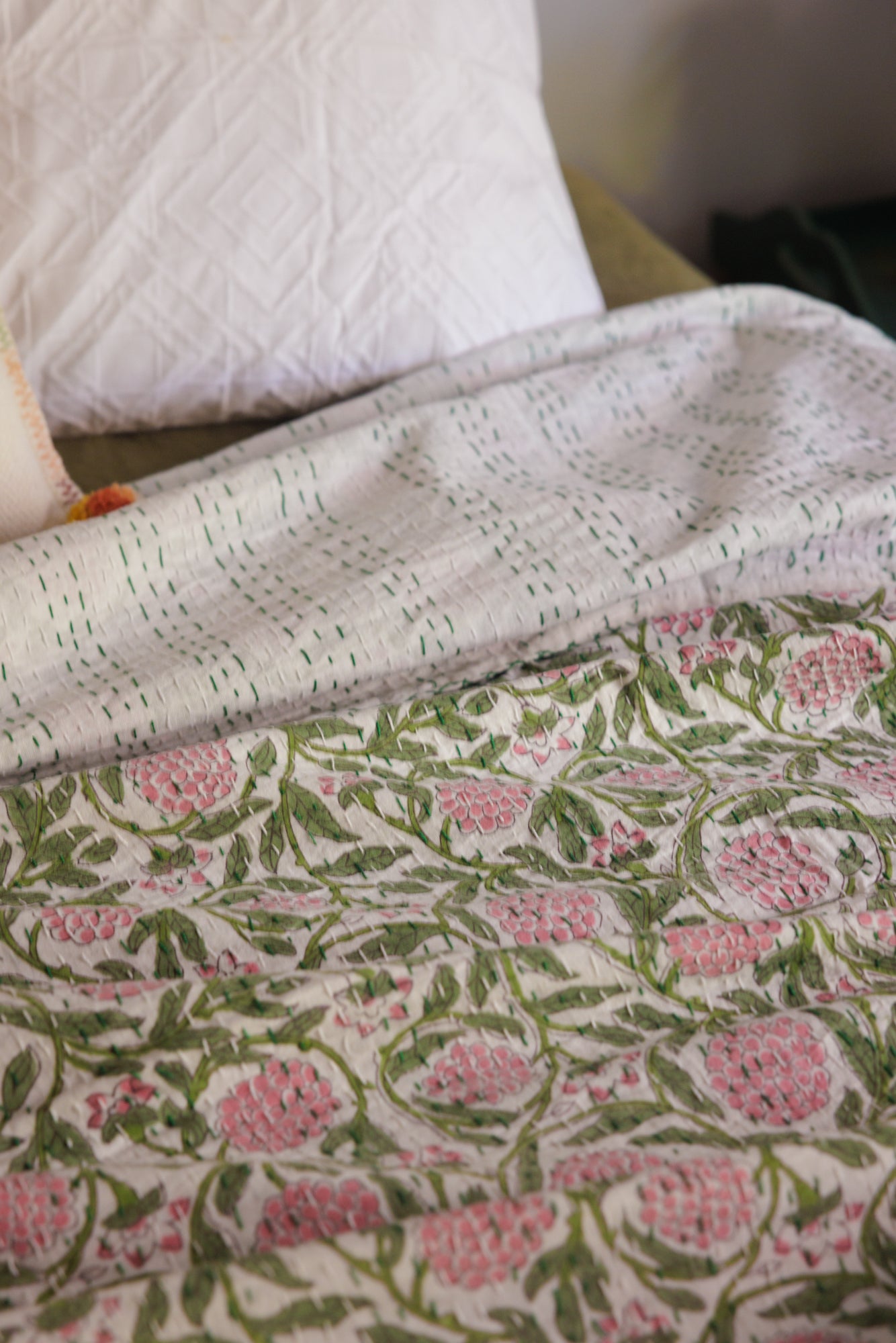 Kantha Quilt Vignoble Rose
