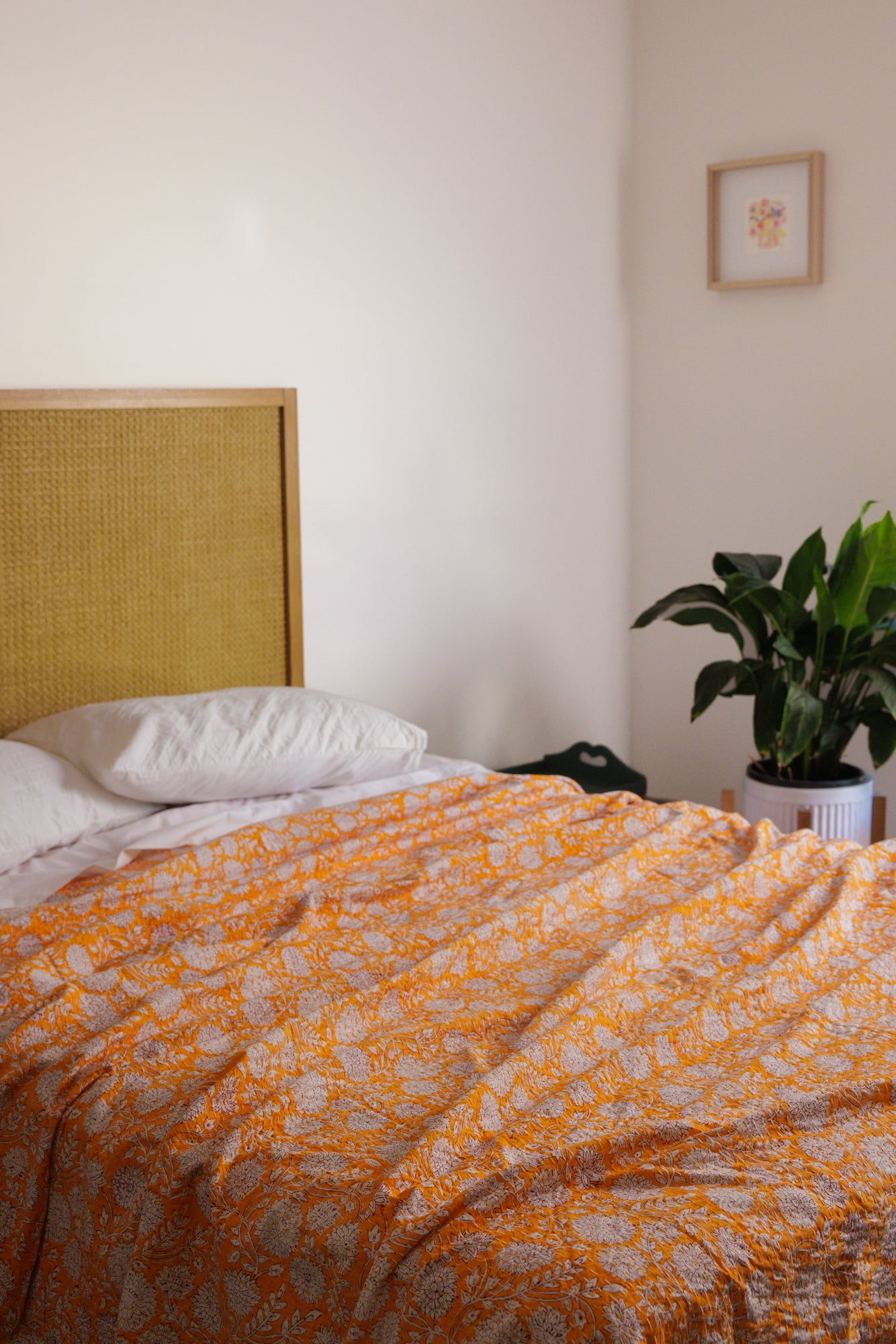 Kantha Quilt Golden Dahlia