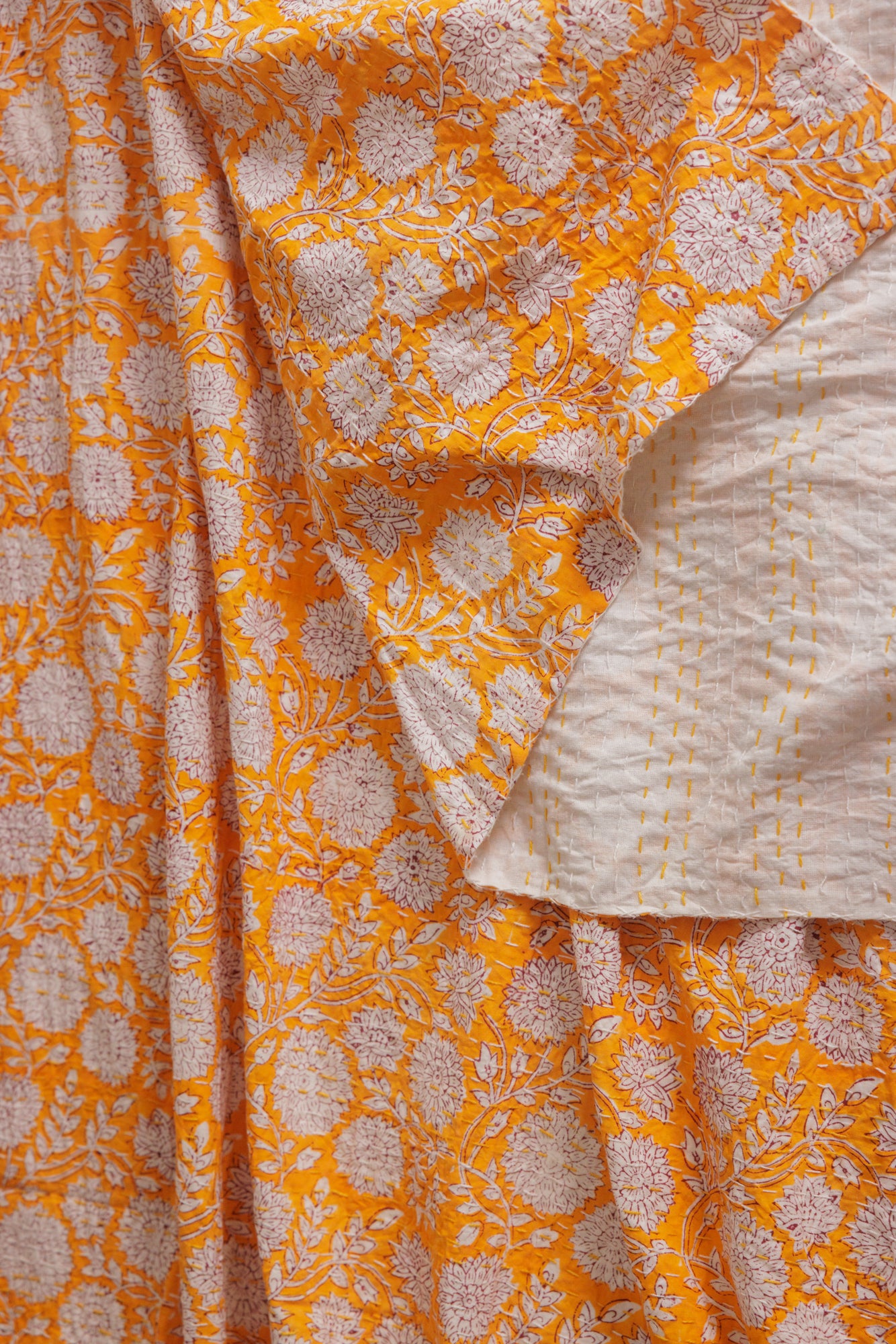 Kantha Quilt Golden Dahlia