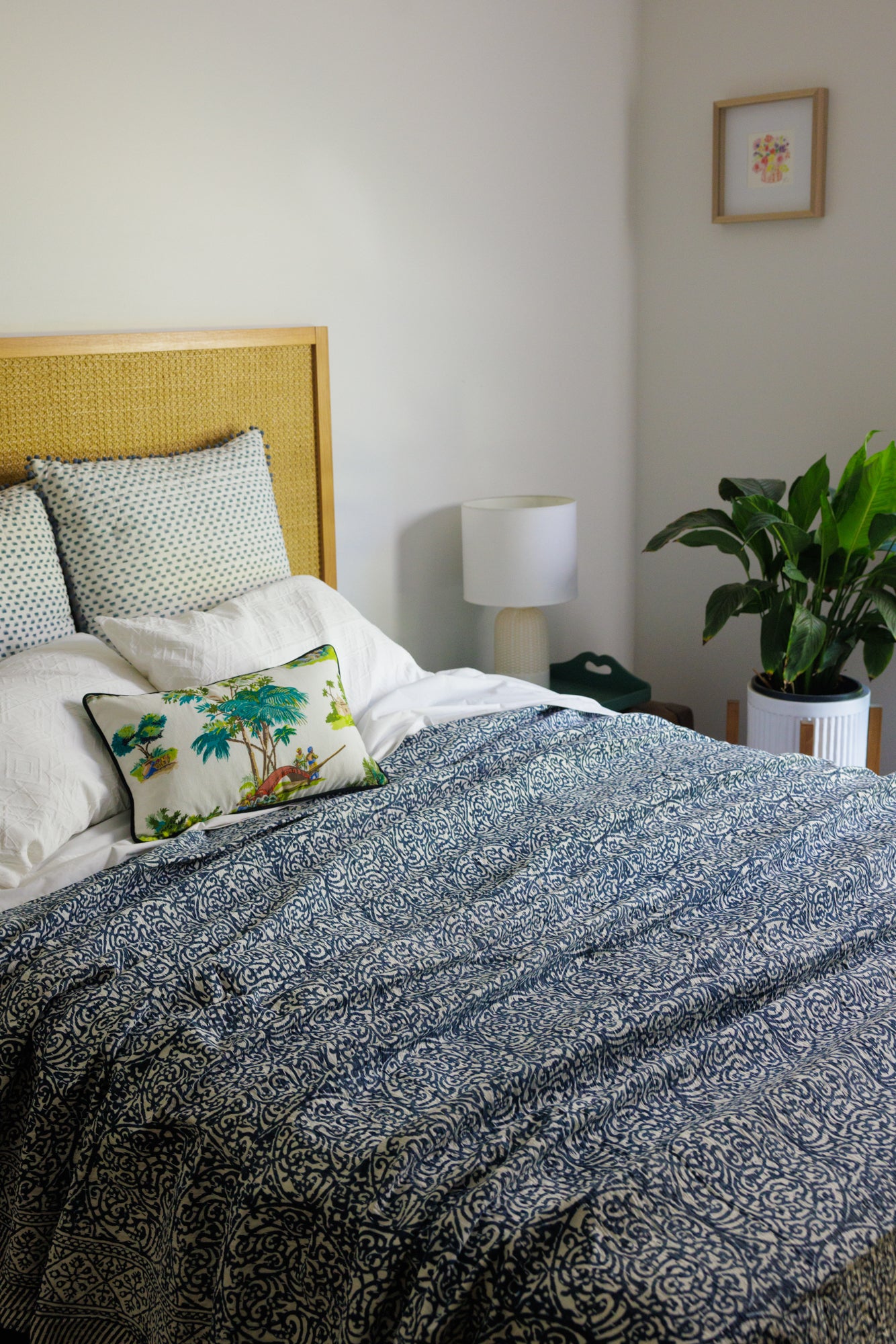 Kantha Quilt Indigo Trellis