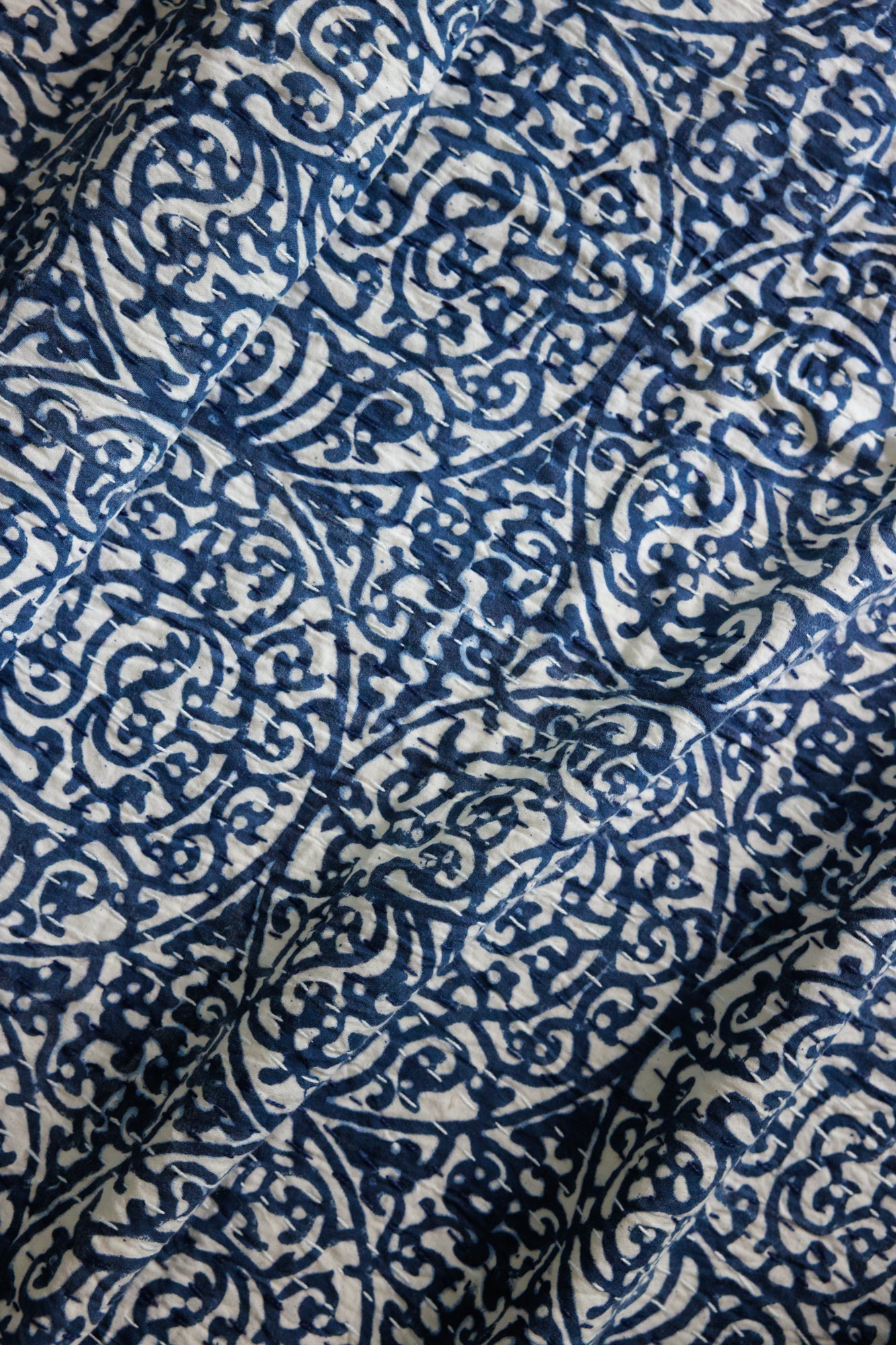 Kantha Quilt Indigo Trellis