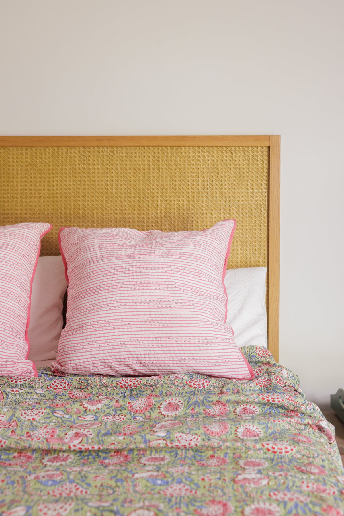 Kantha Stitched European Pillowcases Blush