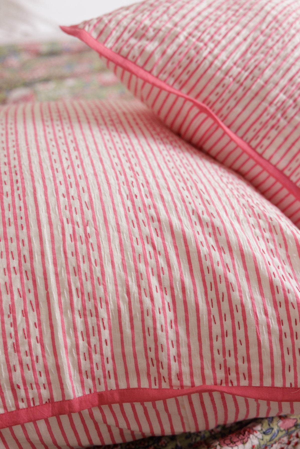 Kantha Stitched European Pillowcases Blush