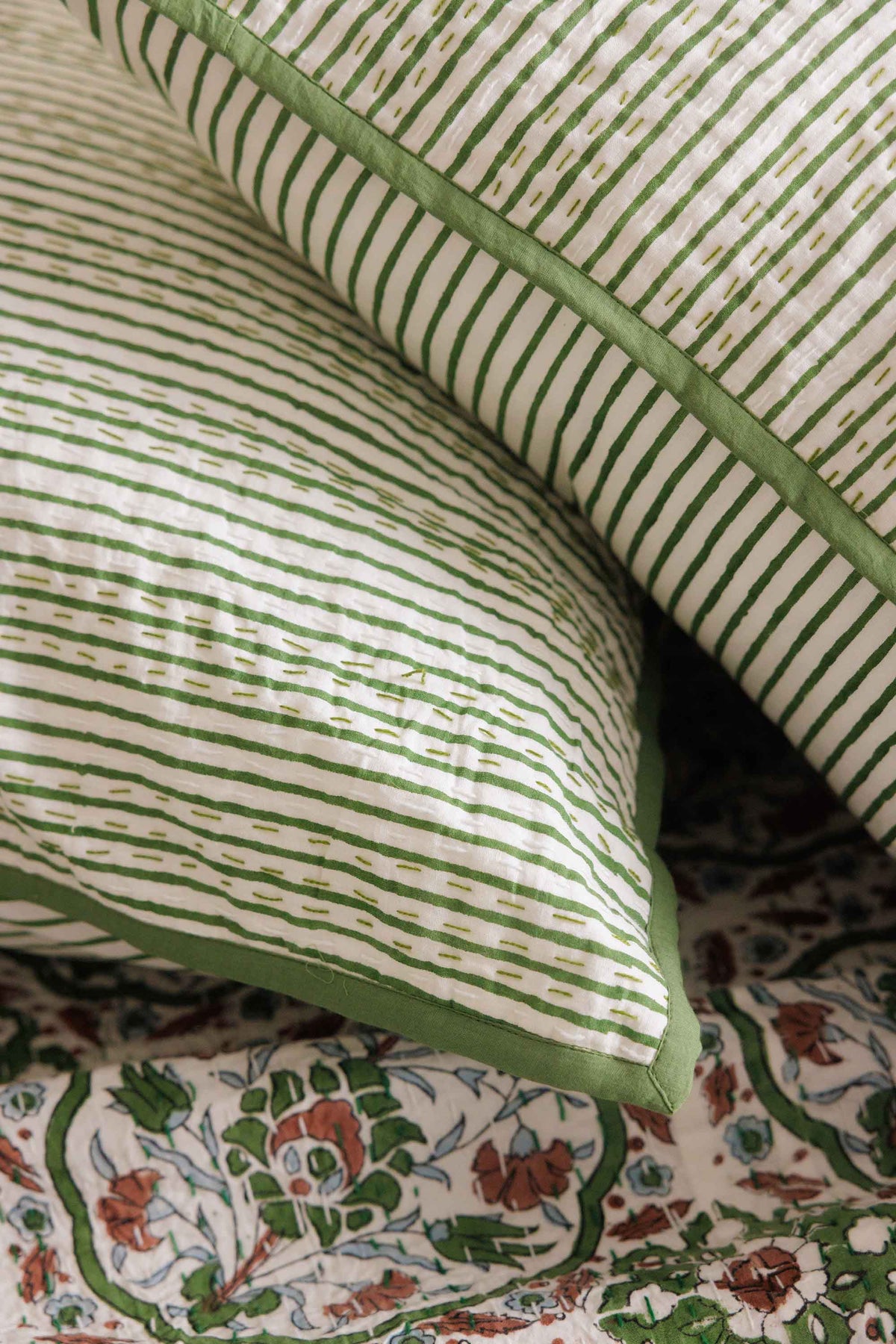 Kantha Stitched European Pillowcase Eden