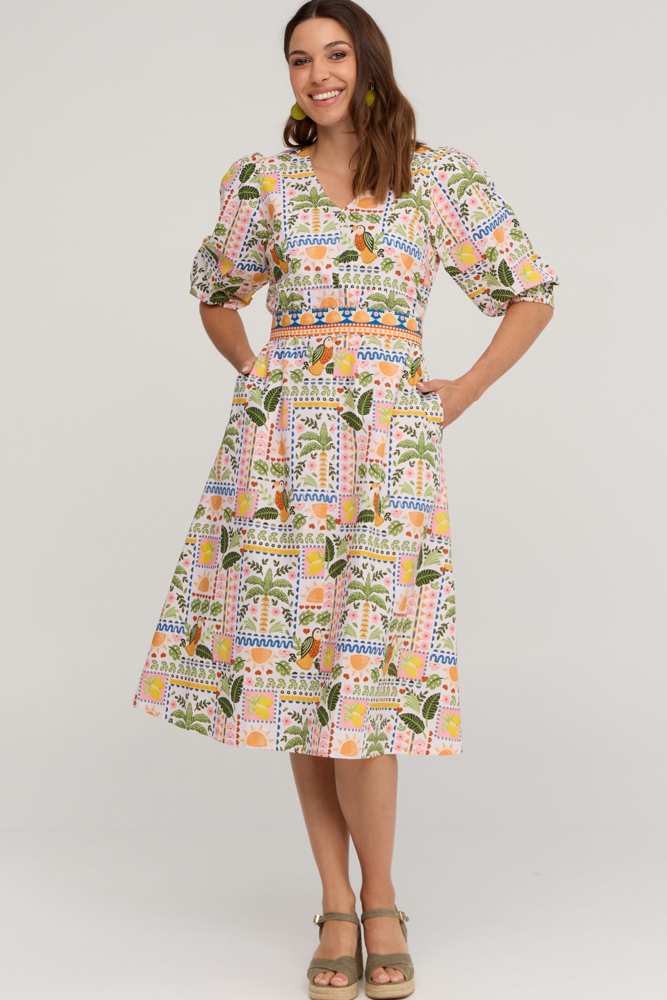 Mina Dress Tropical Patchwork